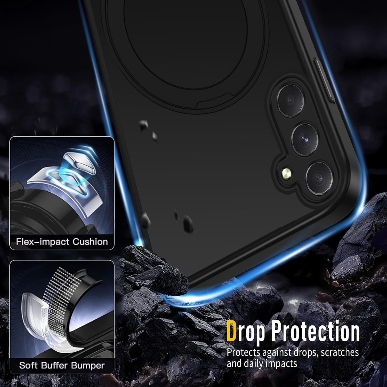 Thumbnail 3 de XTCASE Cover magnetica per Samsung Galaxy S24 FE 5G (compatibile MagSafe) con anello e protezione antiurto, nero