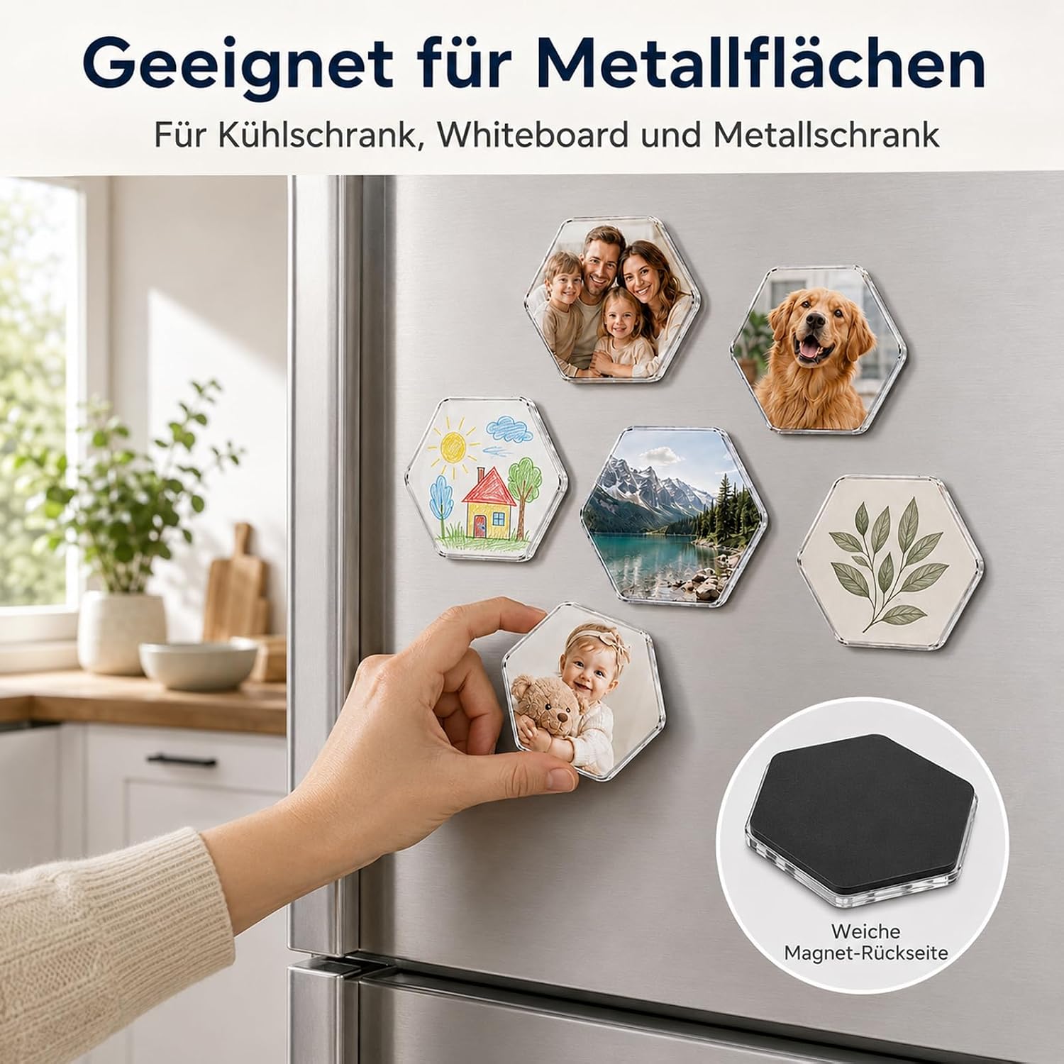 Detalle 2 de CALLYSONIC 1 – transparante acrylmagneten voor zelfmontage, 5 x 5 cm