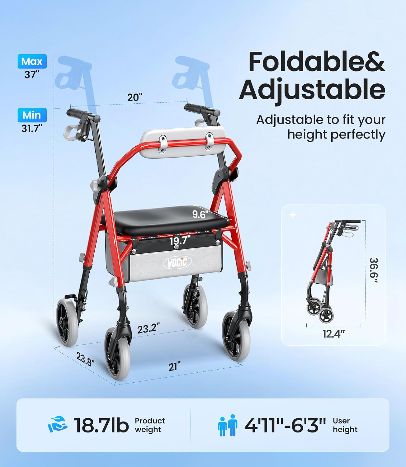 Thumbnail 6 de VOCIC Z11 Rollator Walker 172kg