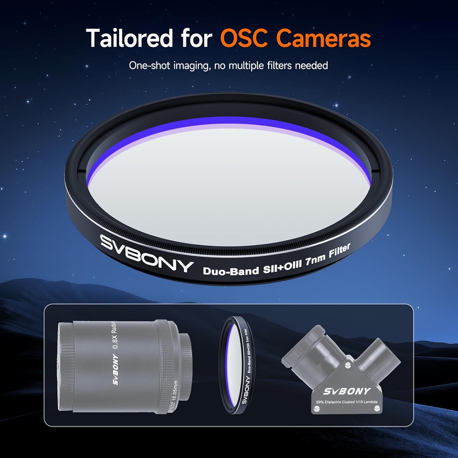 Thumbnail 5 de Svbony SV220Filtro 2" SII e OIII 7 nm (OD5) – doppia banda per nebulose a emissione