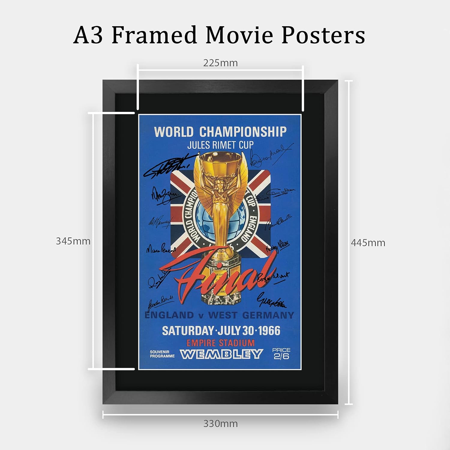 Thumbnail 1 de HWC Trading FR A3 England 1966 World Cup Final framed signed autograph memorabilia poster (A3)