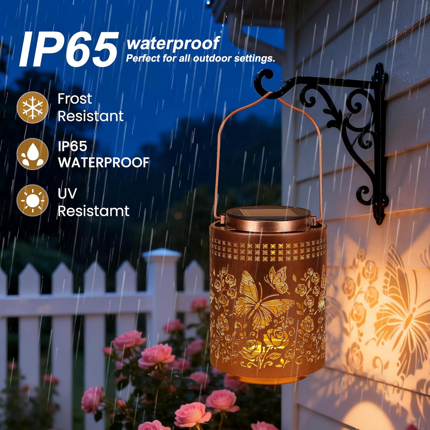 Detalle de Colorful Butterfly Solar Lanterns – IP65 Outdoor Waterproof Hanging Solar Lights for Garden, Patio & Porch