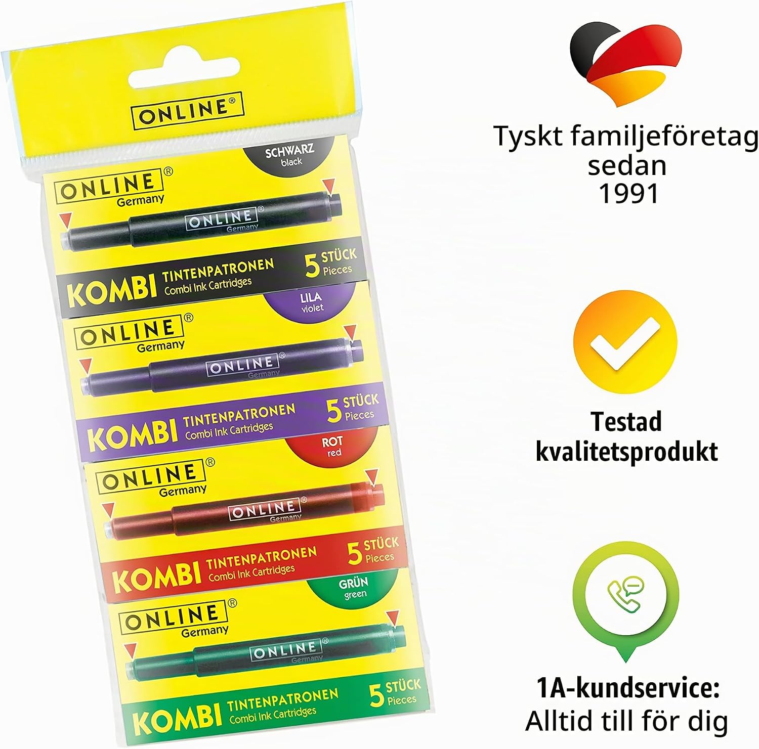 Detalle de Online 17028 bläckpatroner, 20-pack i fyra färger med dubbelsidig passform
