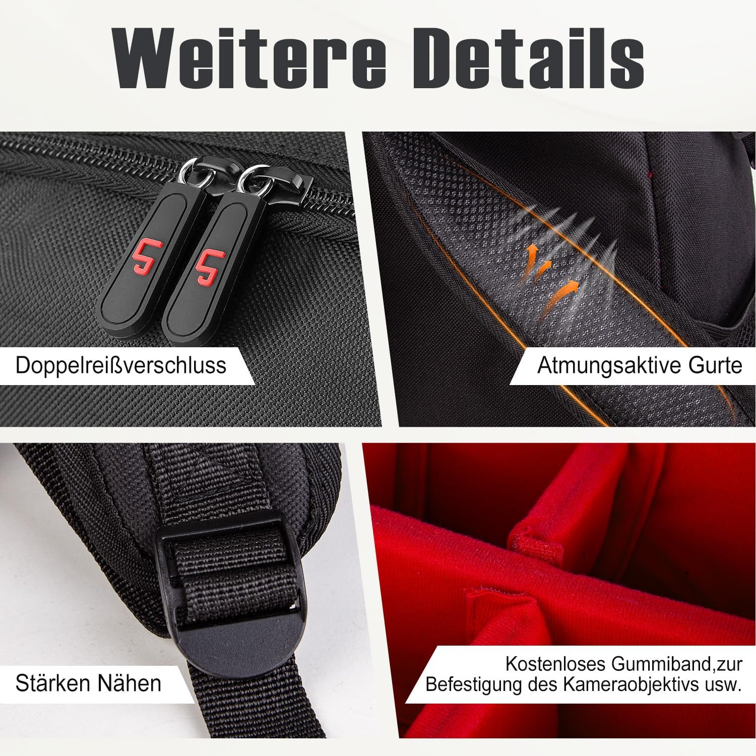 Detalle de LP Kamerarucksack – Professioneller Unisex-Kamerarucksack, wasserdicht, kompatibel mit DSLR/SLR, Objektive, Stative und Zubehör