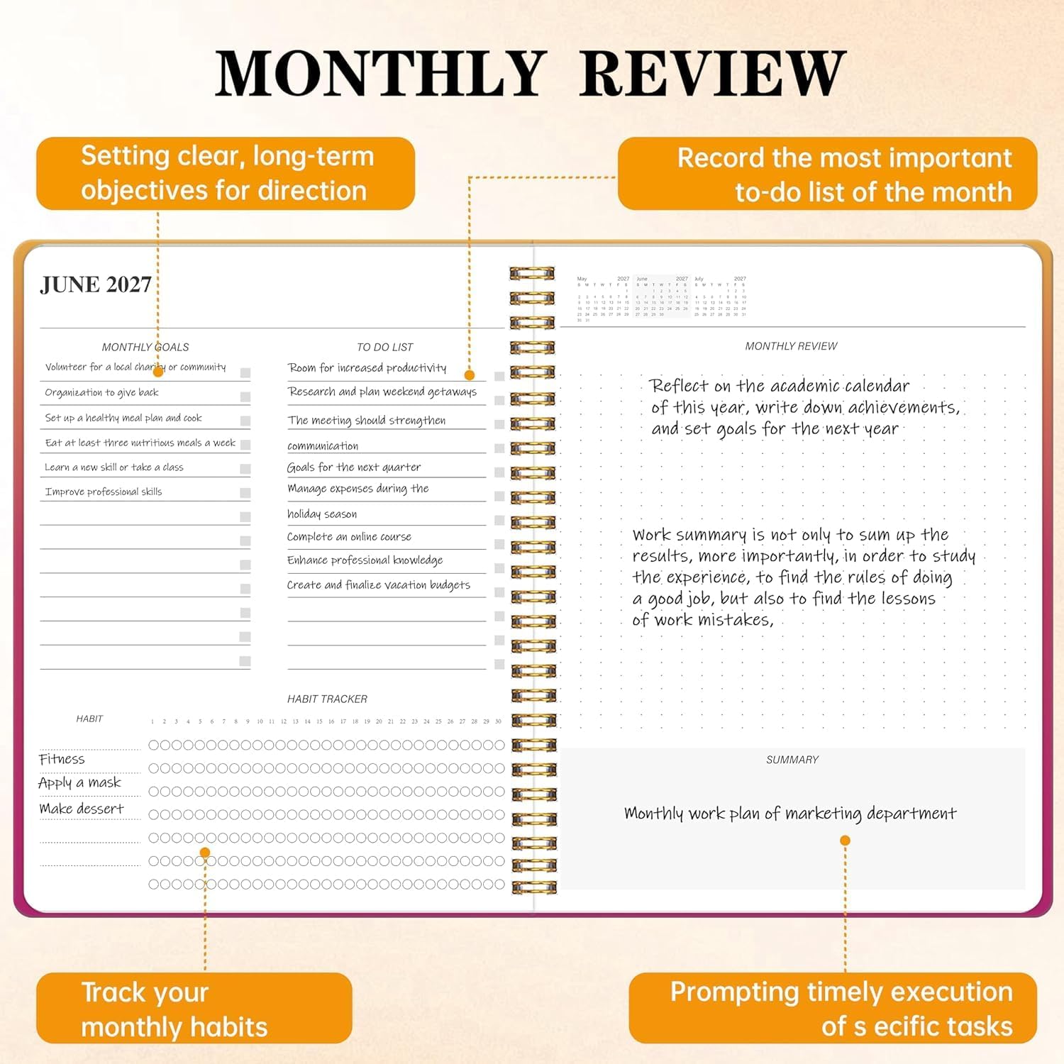 Thumbnail 2 de Monthly Planner 2025-2027 (July 2025–June 2027) 8.5" x 11" – 24-Month Spiral Organizer with Goals & Habit Tracker