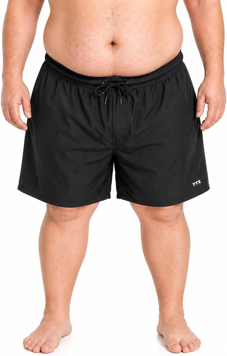 Detalle de TTZ Mens Big and Tall Swim Trunks 9-Inch Inseam, Quick-Dry with Zipper Pockets (2X–6X)