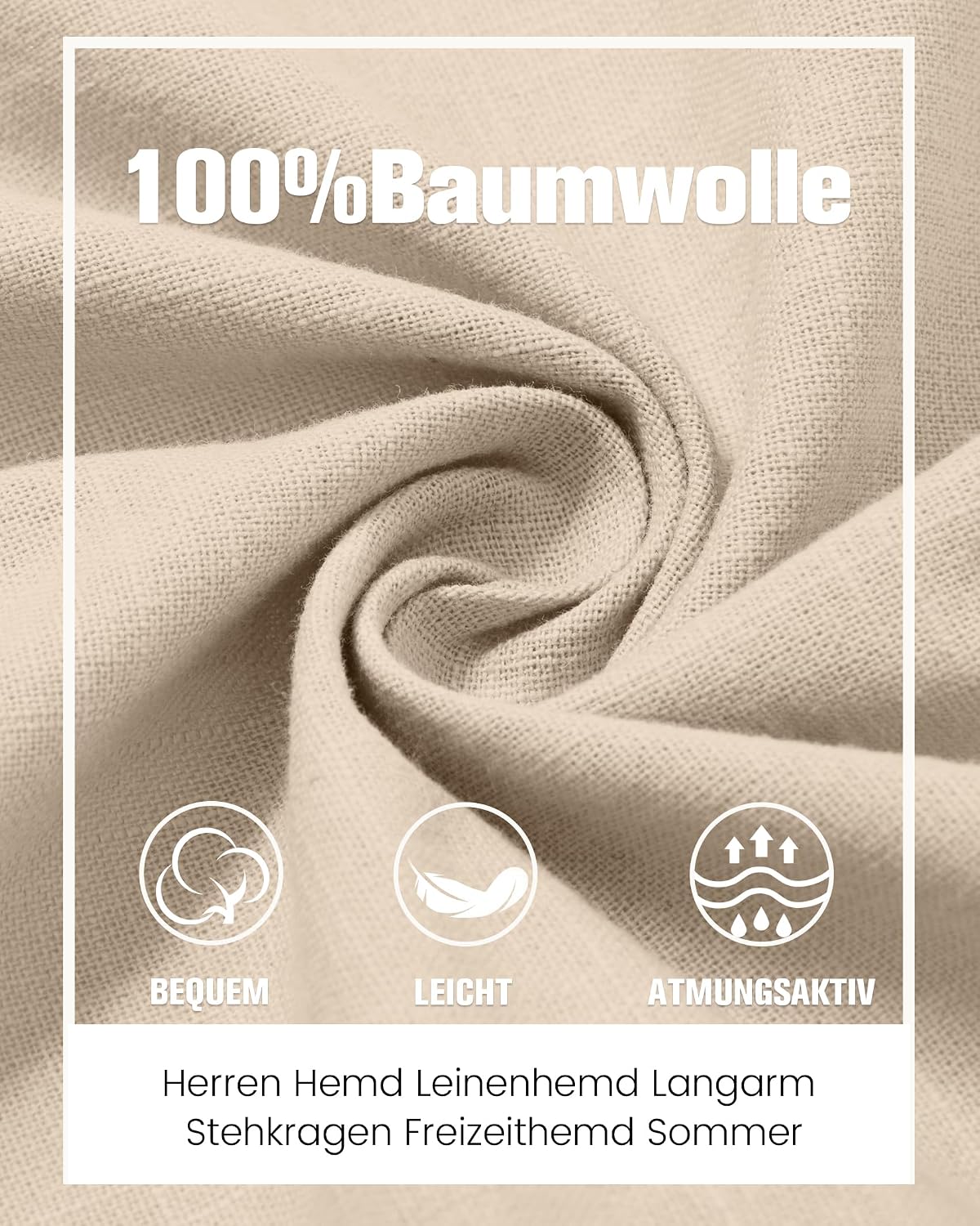 Thumbnail 6 de J.VER Leinenhemd Herren Langarm mit Stehkragen und Tasche (Regular Fit) – Sommer- & Freizeithemd aus Baumwoll-Leinen
