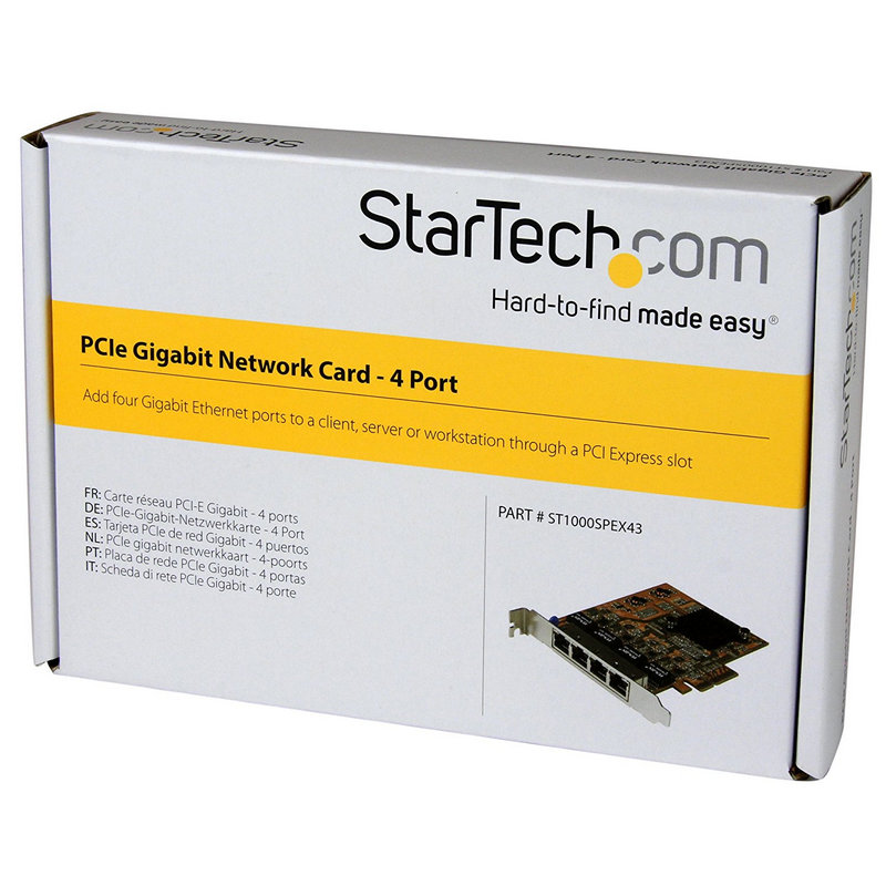 Detalle de Startech Tarjeta de Red PCI Express 4 puertos RJ45 📡