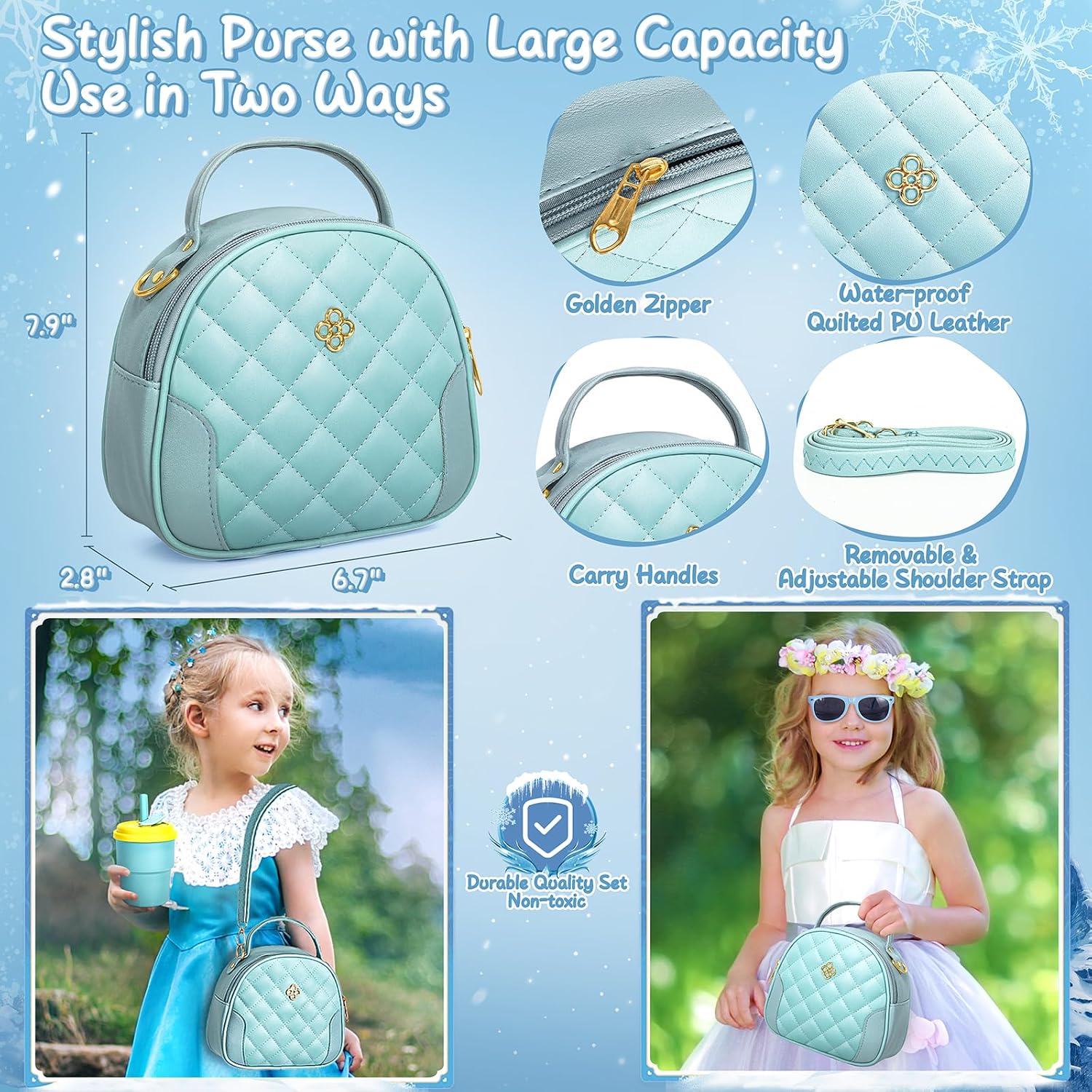 Detalle de Hohosunlar Play Purse for Little Girl – Princess pretend handbag set with accessories for ages 3+