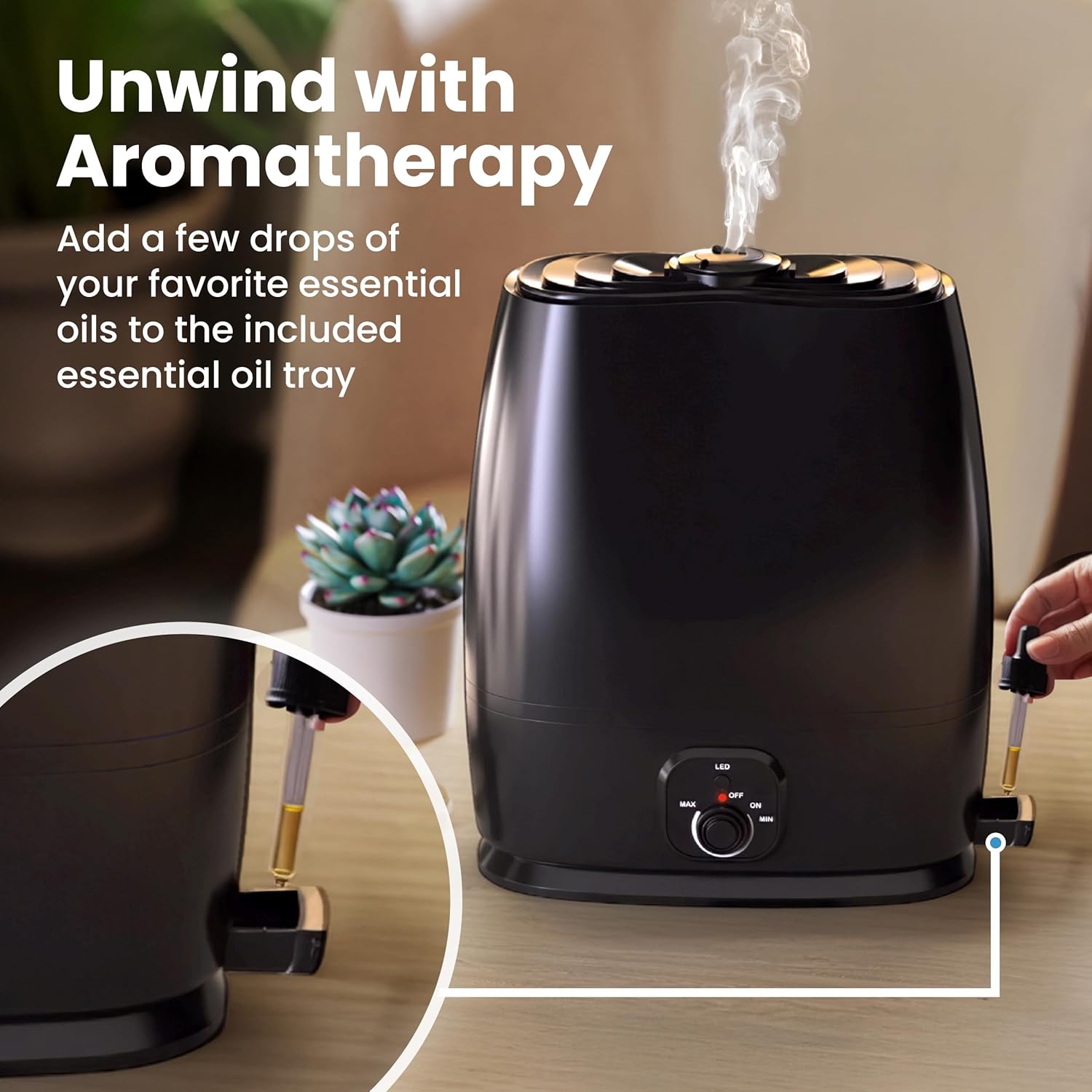 Detalle 2 de Everlasting Comfort 6L Humidifier with Built-In Oil Diffuser – Quiet, 50-Hour Run Time for Large Rooms