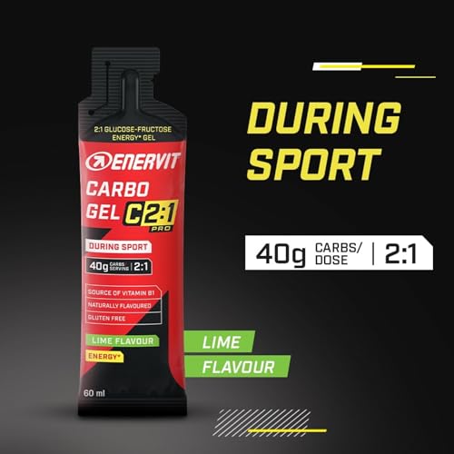 Detalle de Enervit Carbo Gel C2:1PRO Lime — Gel Energetico da 60 ml, 40 g di carboidrati (2:1 maltodestrine/fruttosio), gusto Lime