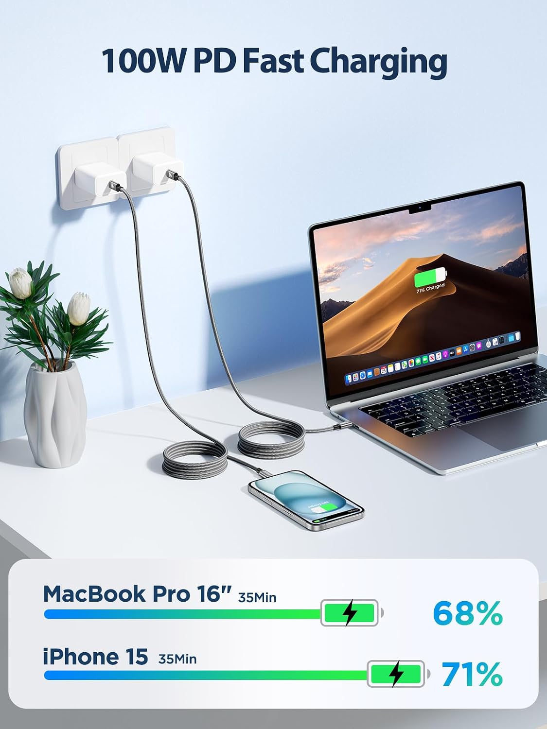 Detalle de Aioneus USB-C to USB-C Cable, 6 ft