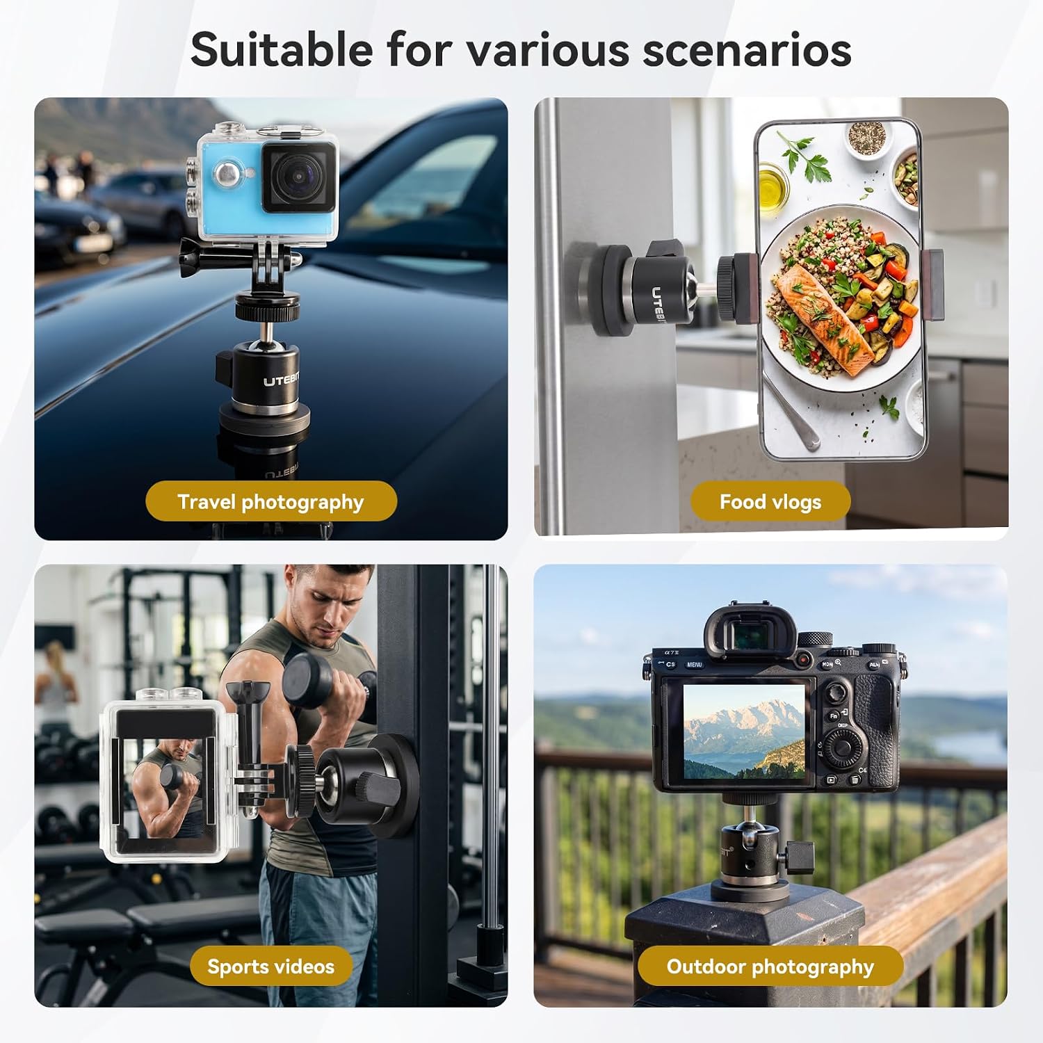 Detalle 2 de UTEBIT 43mm Magnetic Camera Mount with 360° Rotating Ball Head
