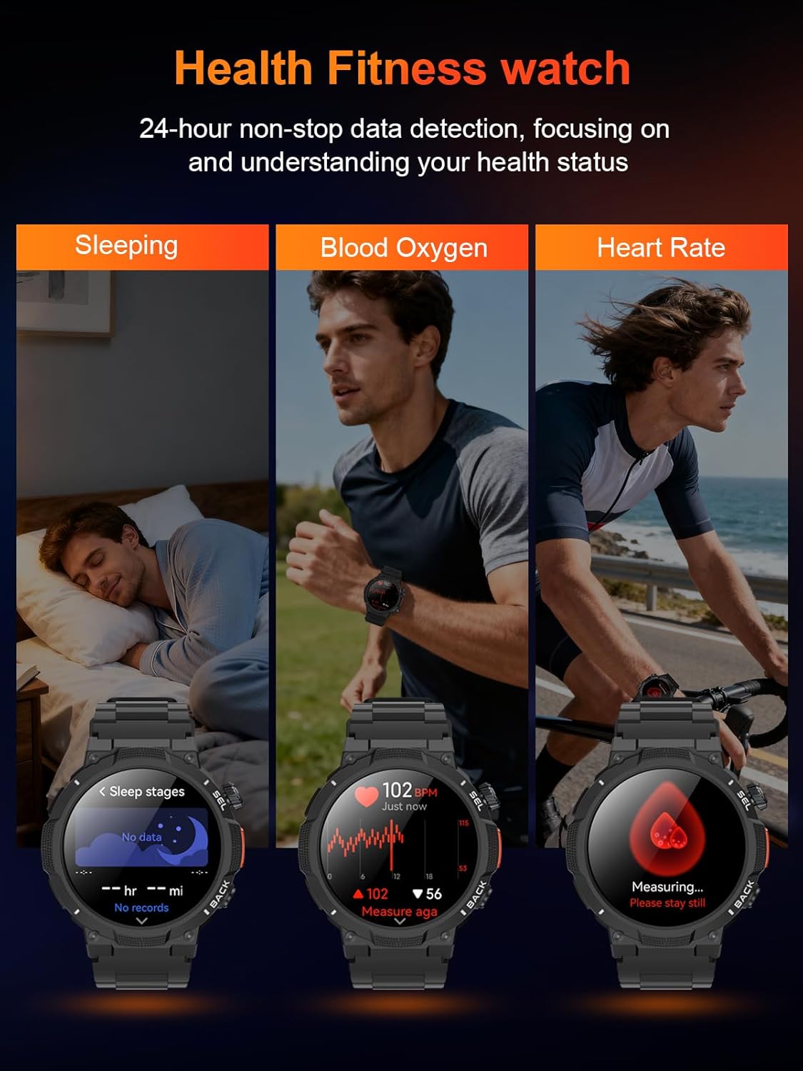 Thumbnail 6 de Invens Smart Watch for Men with Answer/Make Call, 1.53-inch Fitness Watch (IP68, 1000mAh, SpO2, 150+ Sports)