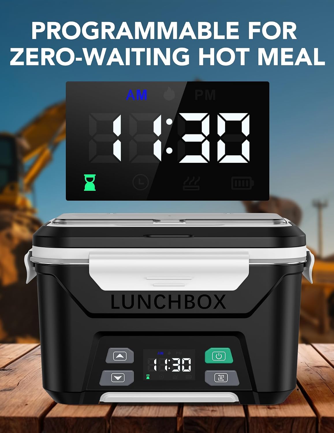 Detalle de EAST OAK Cordless Heated Lunch Box, 5.5 Cups ⚡