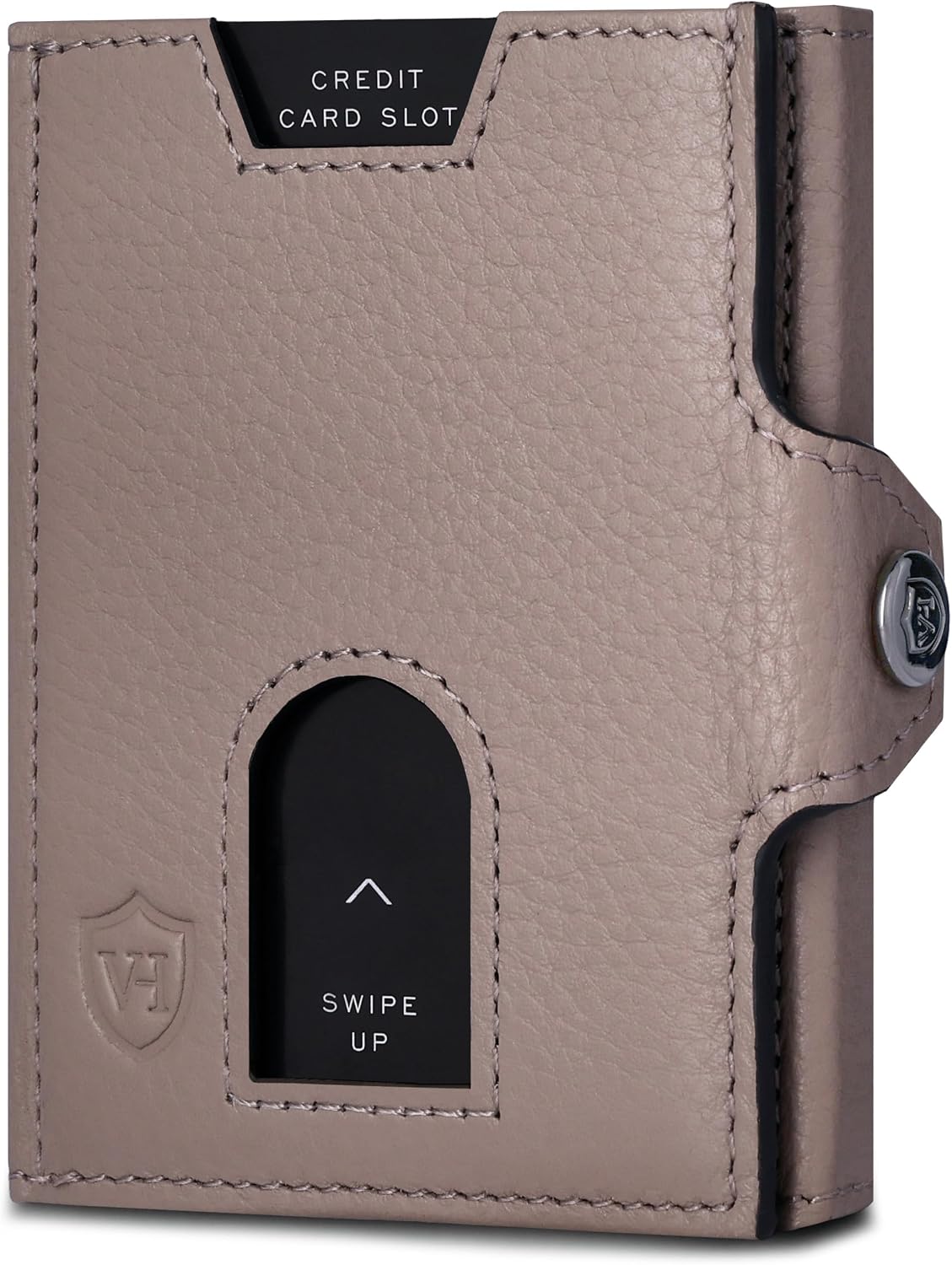 Detalle de VON HEESEN Slim Wallet mit RFID-Schutz – kleines Echtleder Kartenetui (Taupe), flach & leicht