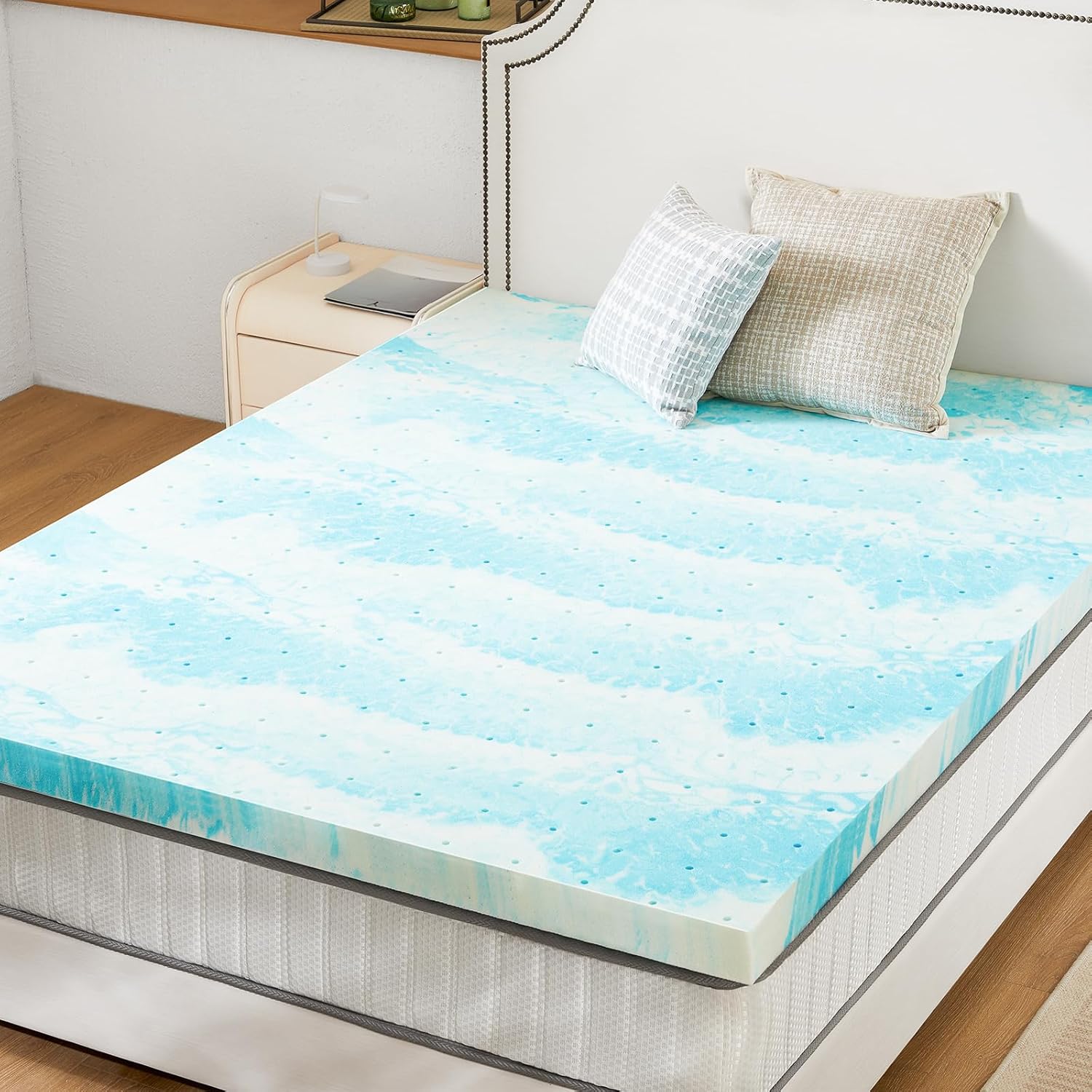 Detalle de Sweetcrispy 3 Inch Memory Foam Gel Infused Mattress Topper, Full Size