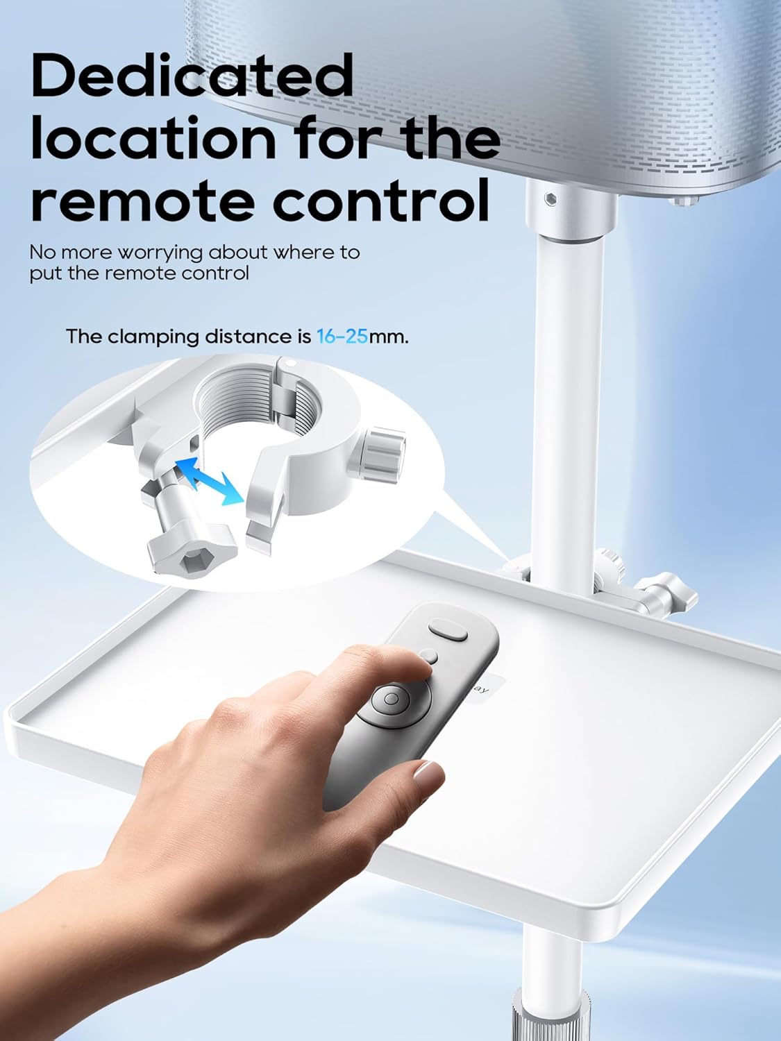 Thumbnail 5 de Haweah support de projecteur au sol réglable 40 à 120 cm avec tête pivotante 360° (vis 1/4", blanc)