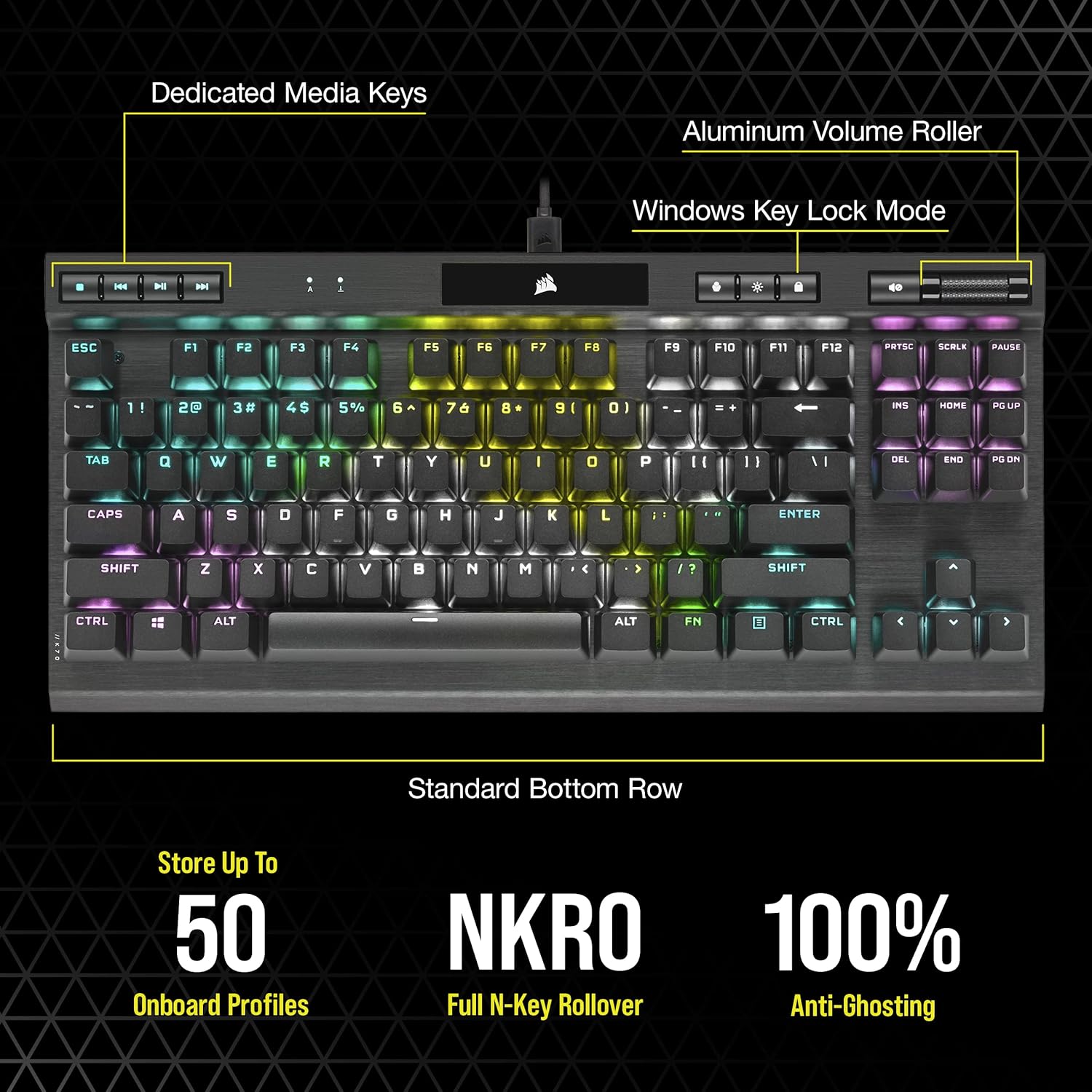 Thumbnail 6 de Corsair K70 RGB TKL Champion Series Optical-Mechanical Keyboard (UK Layout)