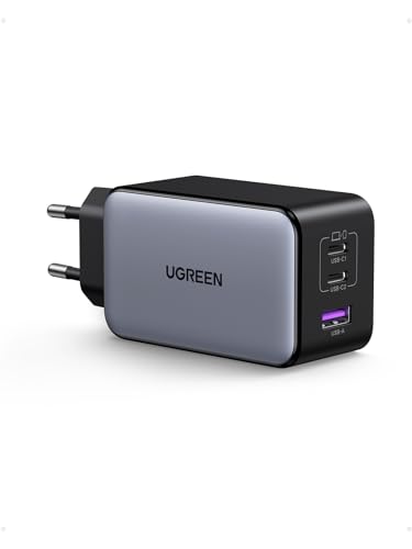 Detalle de UGREEN Nexode 100W: cargador USB-C GaN con 3 puertos para cargar portátil, móvil y tablet al mismo tiempo