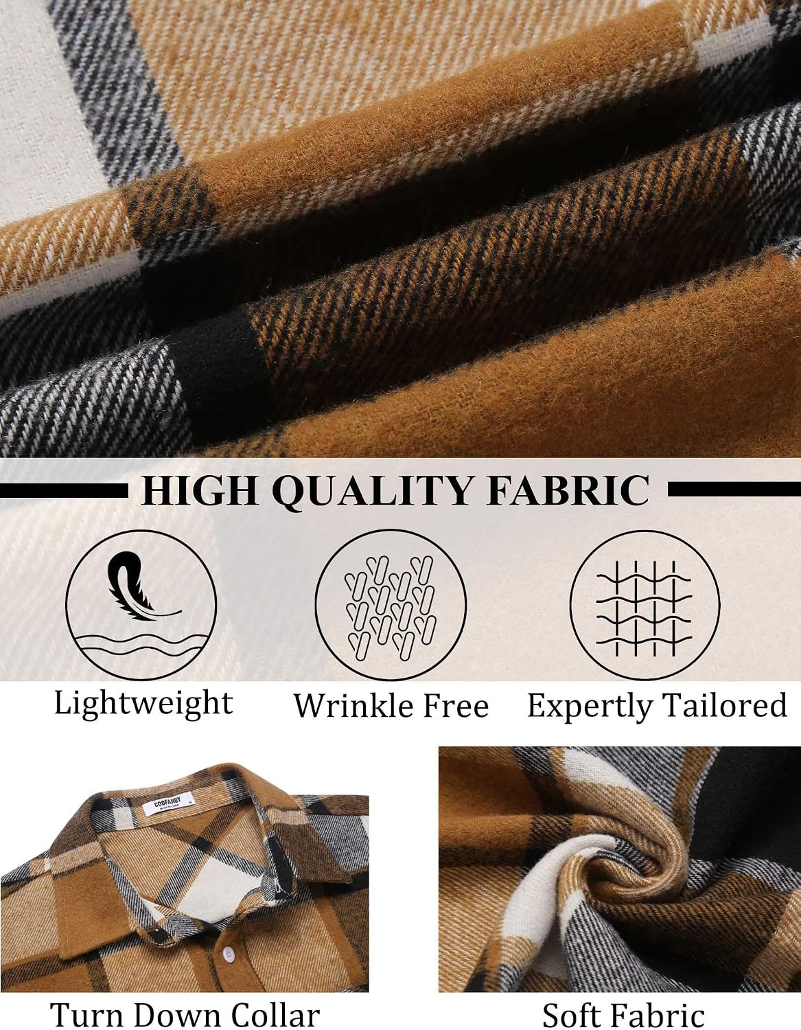 Thumbnail 5 de COOFANDY Mens Flannel Long Sleeve Plaid Shirt 👔