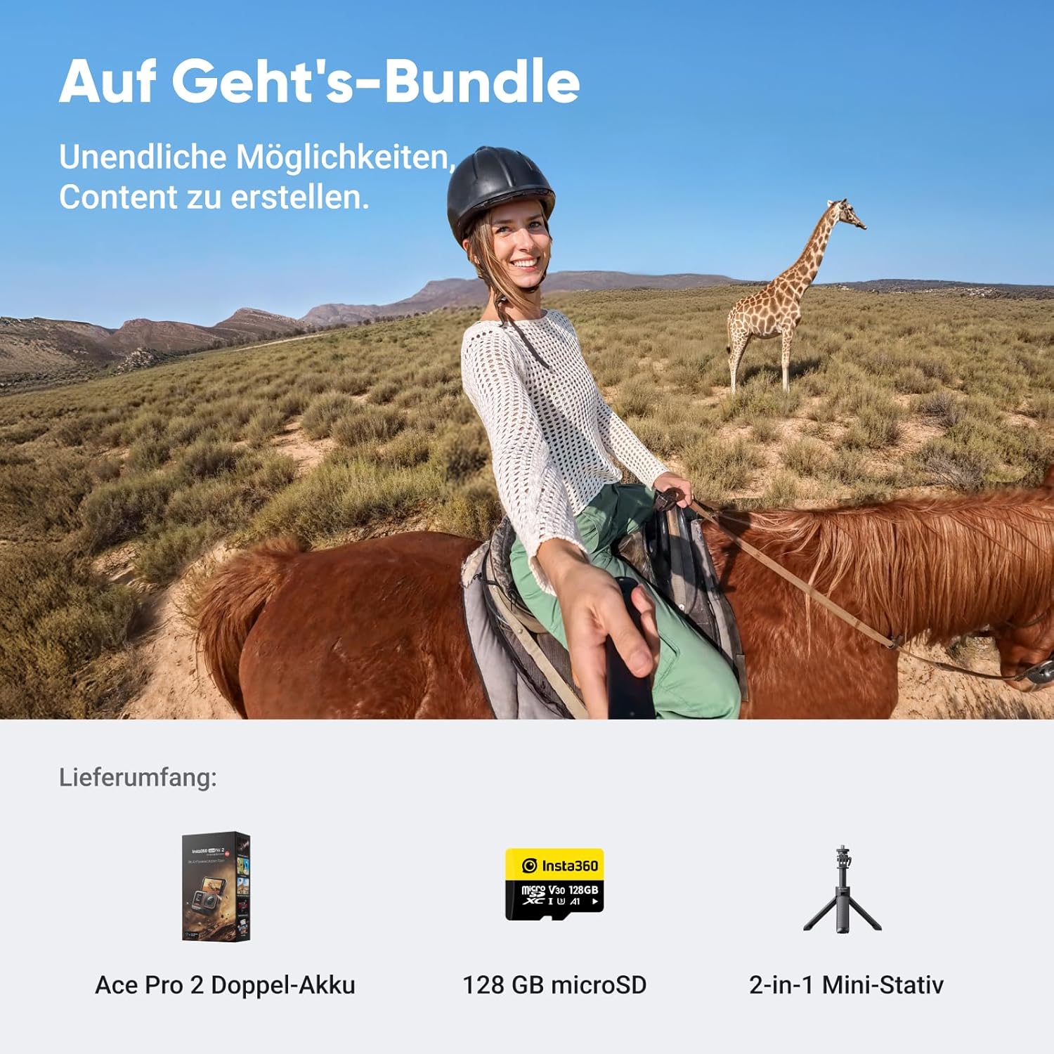 Thumbnail 1 de Insta360 Ace Pro 2 Auf Geht’s-Bundle – 8K Actionkamera mit Leica, 12 m wasserdicht
