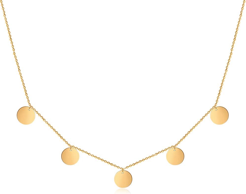 GD GOOD.designs Collana con piastrine impermeabile boho da donna con 5 ciondoli rotondi