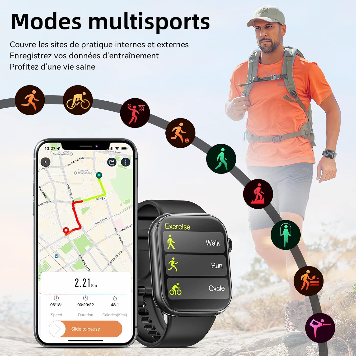 Thumbnail 4 de Montre 1,85" écran tactile pour sport
