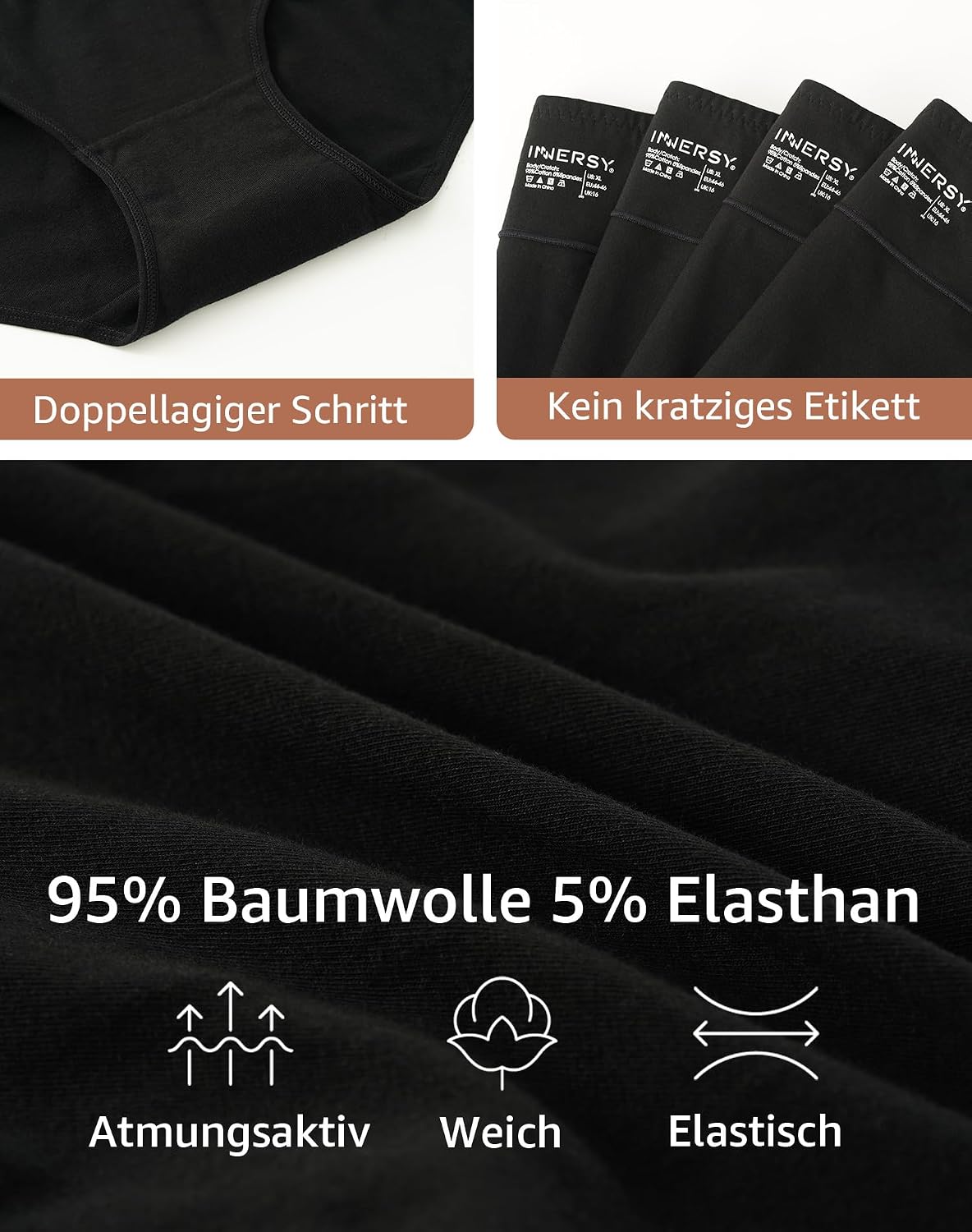 Detalle de INNERSY Taillenslip High Waist 44-62, 4er Pack