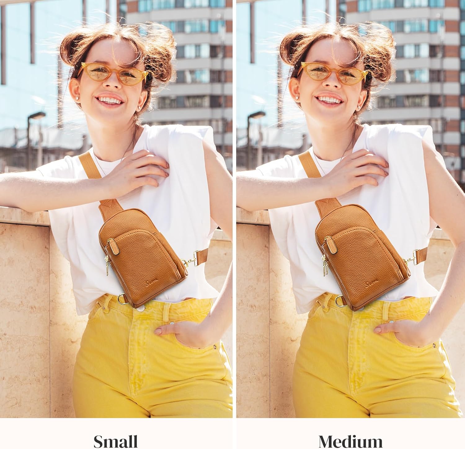 Thumbnail 1 de S-ZONE Small/Medium Leather Crossbody Sling Bag with RFID Blocking