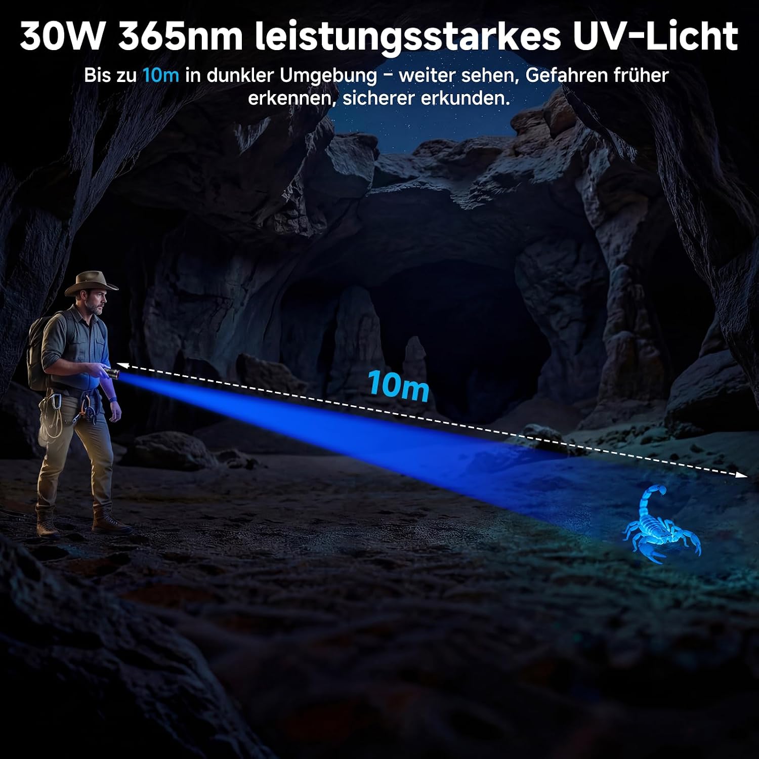 Detalle de Shadowhawk 365nm Schwarzlicht mit Filterlinse – 30W UV Taschenlampe mit LCD-Display