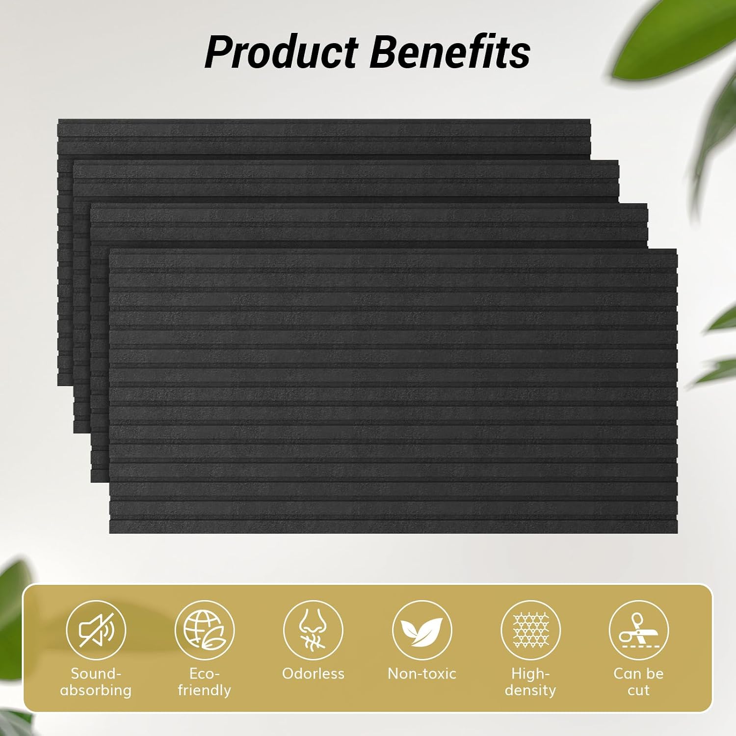 Detalle 2 de TONOR 24014.02BL.V1 Acoustic Panels, 8-Pack, Self-Adhesive Black Polyester