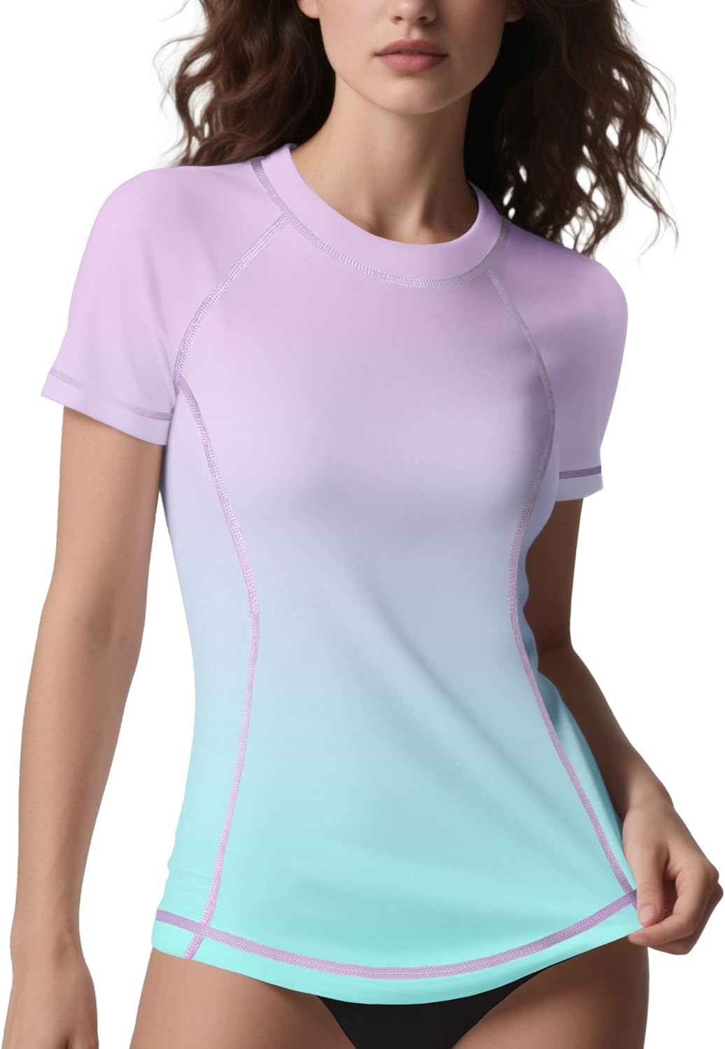 Detalle de ANGEL CITIZ Maglia da Bagno Donna – Rash Guard UPF 50+ e asciugatura rapida, taglie S-XXL