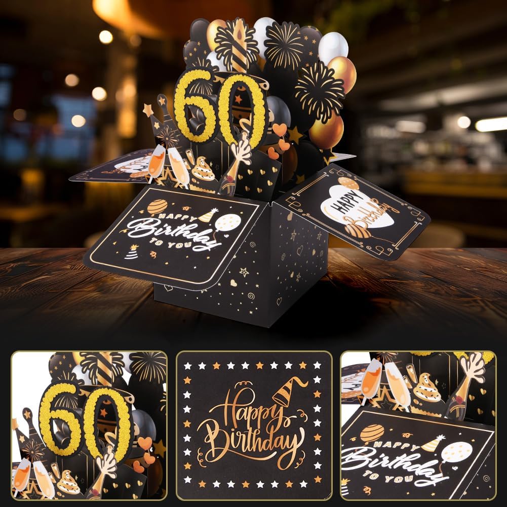 Detalle 2 de OFFCUP Biglietto auguri 60 anni 3D pop-up con busta e carta