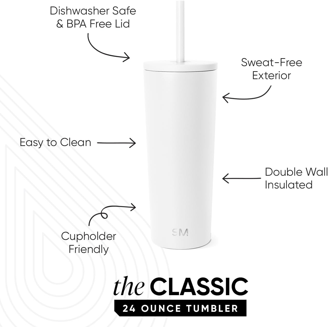 Thumbnail 1 de Simple Modern Classic Tumbler with Straw Lid (24oz) in Winter White
