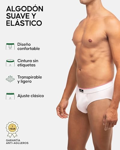 Detalle de DANISH ENDURANCE Calzoncillos Hombre Slip XL – Pack 3 o 6 en blanco y rojo