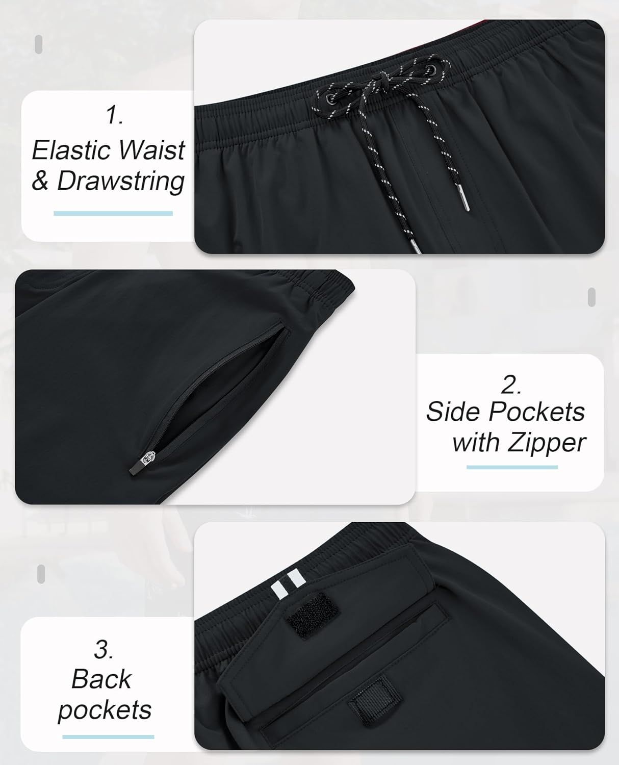 Detalle de Gleeease 5inch Mens Swim Trunks: 2-in-1 Compression Liner, Quick-Dry with Zipper Pockets
