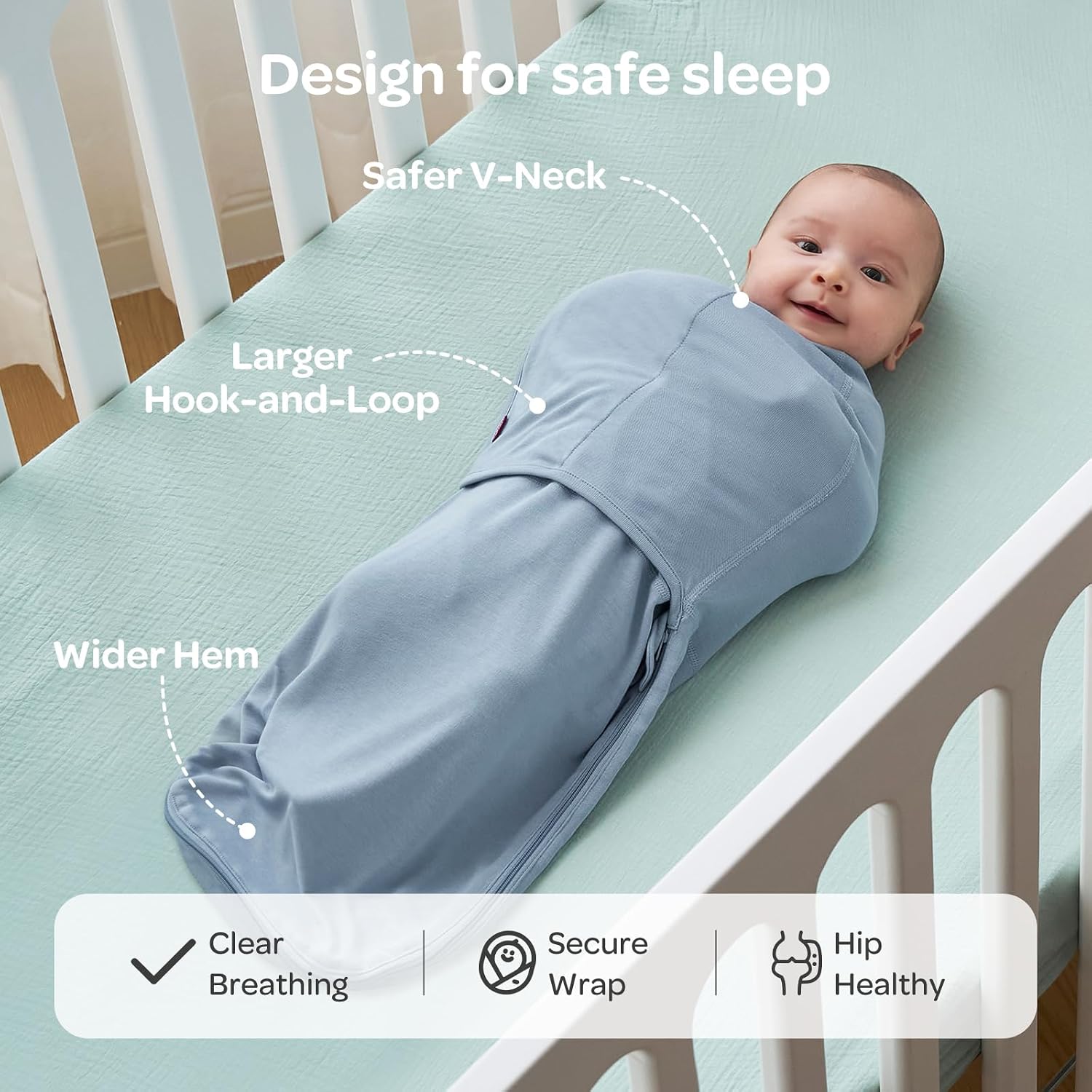 Thumbnail 2 de momcozy Swaddles 0-3 Months Quiet Fastener