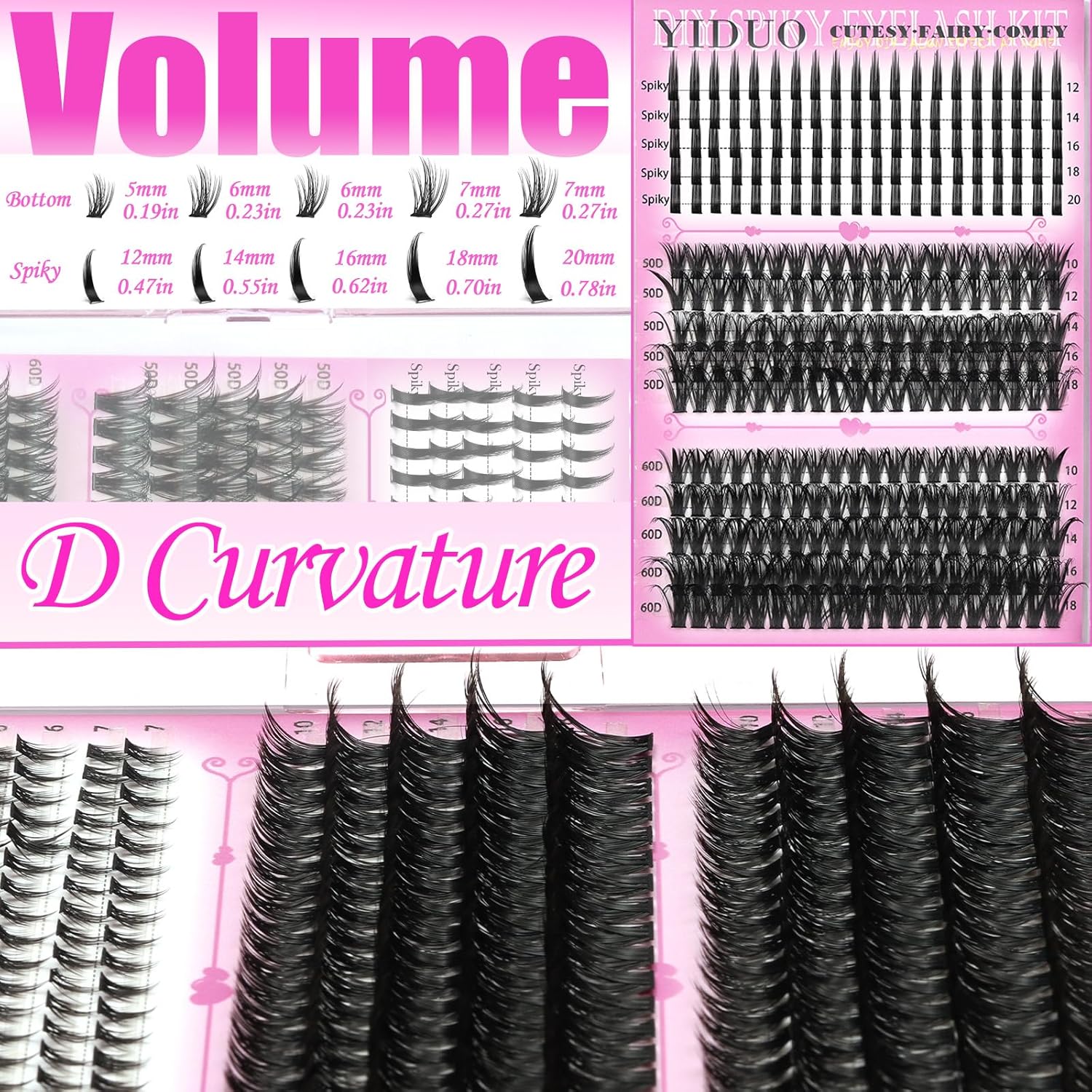 Thumbnail 4 de YIDUO Lash Clusters Kit with Spikes and Bottom Lashes Extensions