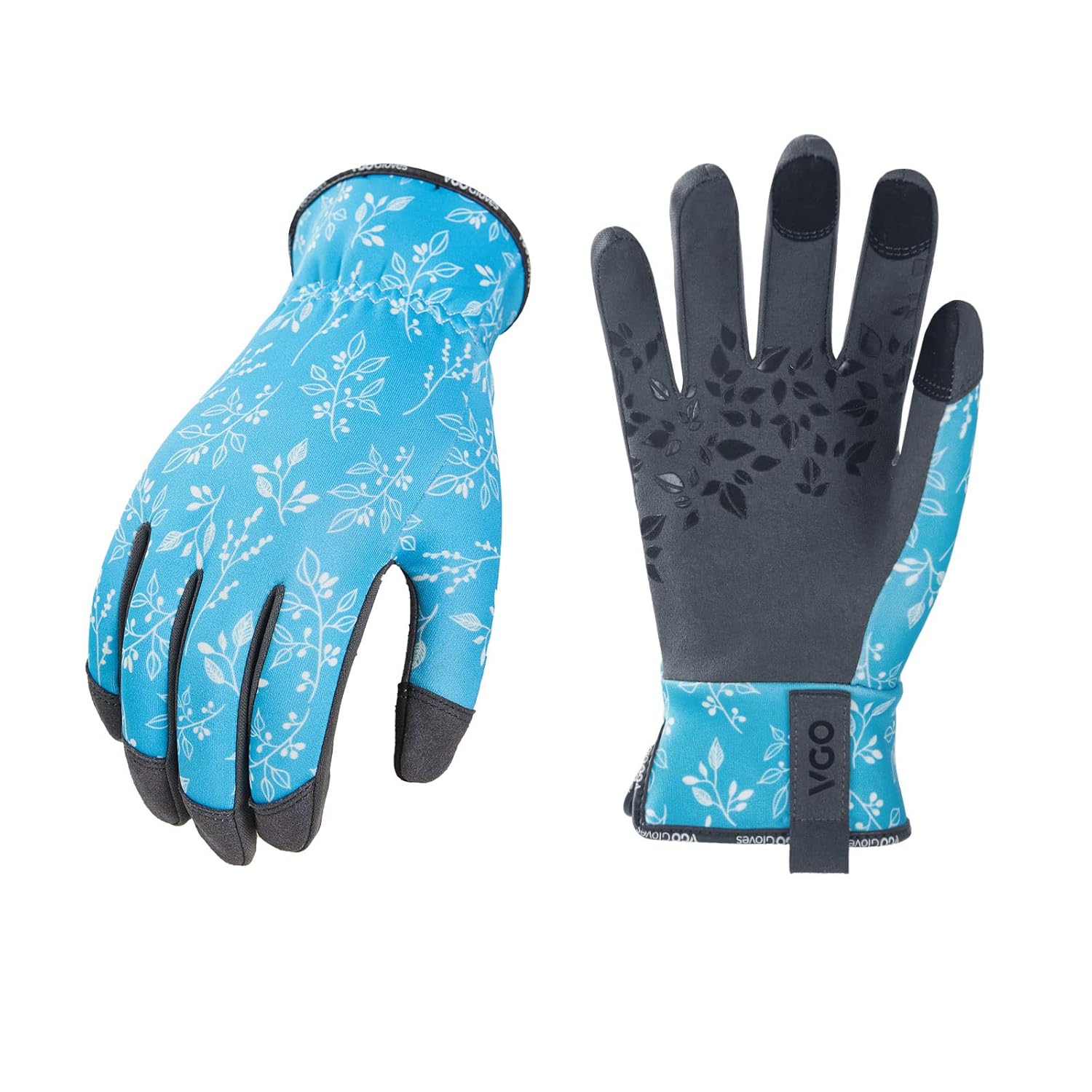 Vgo... Gants de jardinage en cuir synthétique pour femmes (anti-épines) – modèle SL7476, bleu, taille 7/S