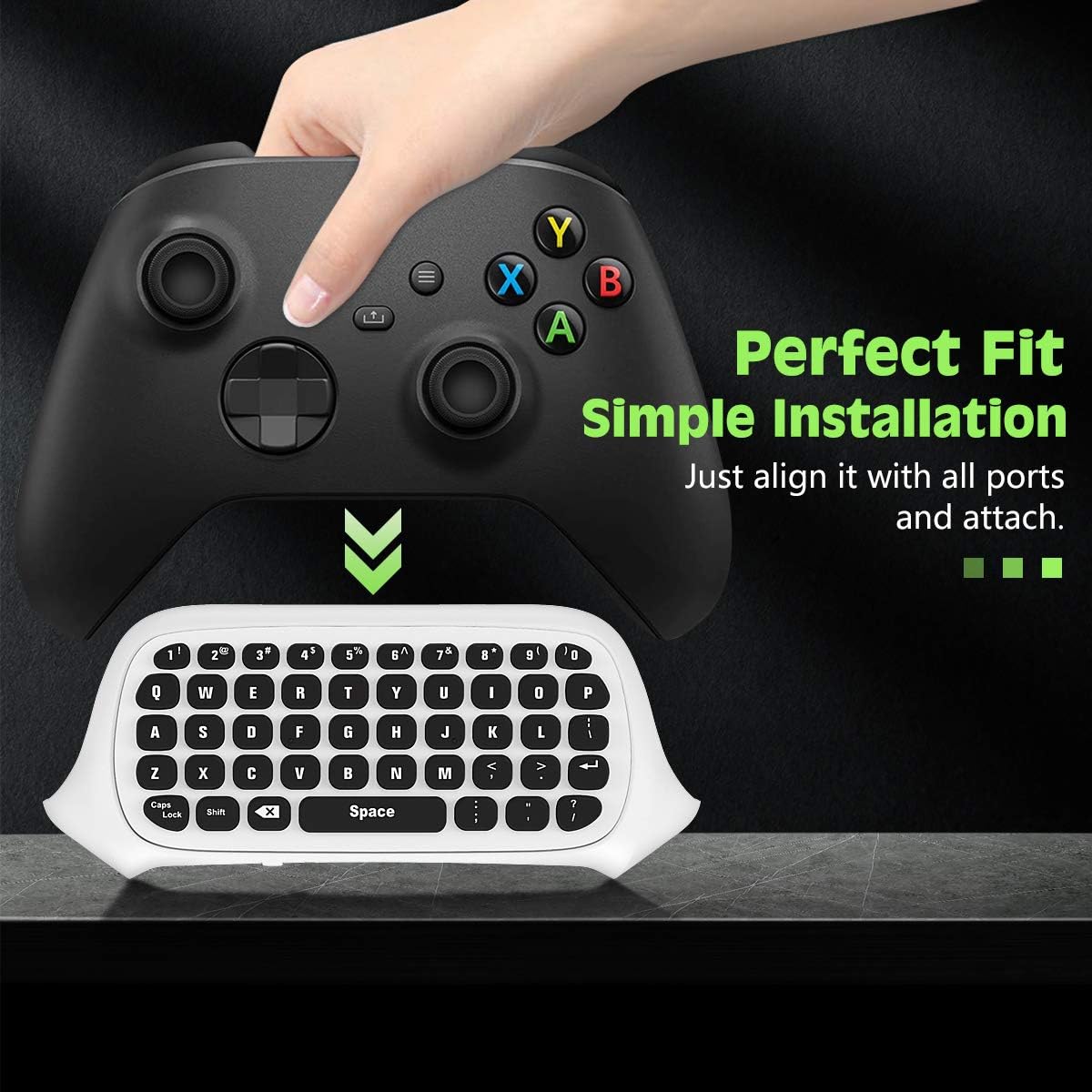 Detalle 2 de TiMOVO Green Backlight Keyboard for Xbox One / Series X|S – Wireless Chatpad with Headset Jack