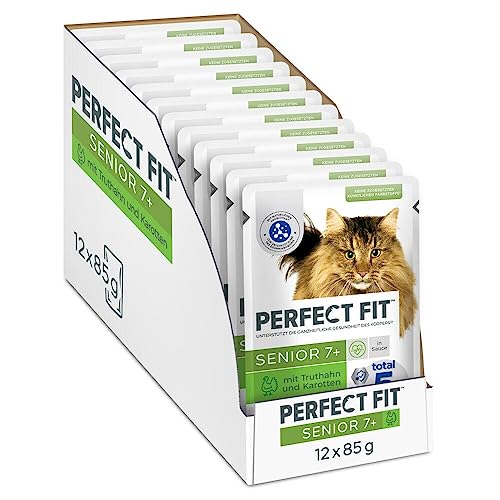 Detalle de PERFECT FIT Katzenfutter-Portionsbeutel Senior 7+, Truthahn & Karotten – 12 x 85 g (Mars)
