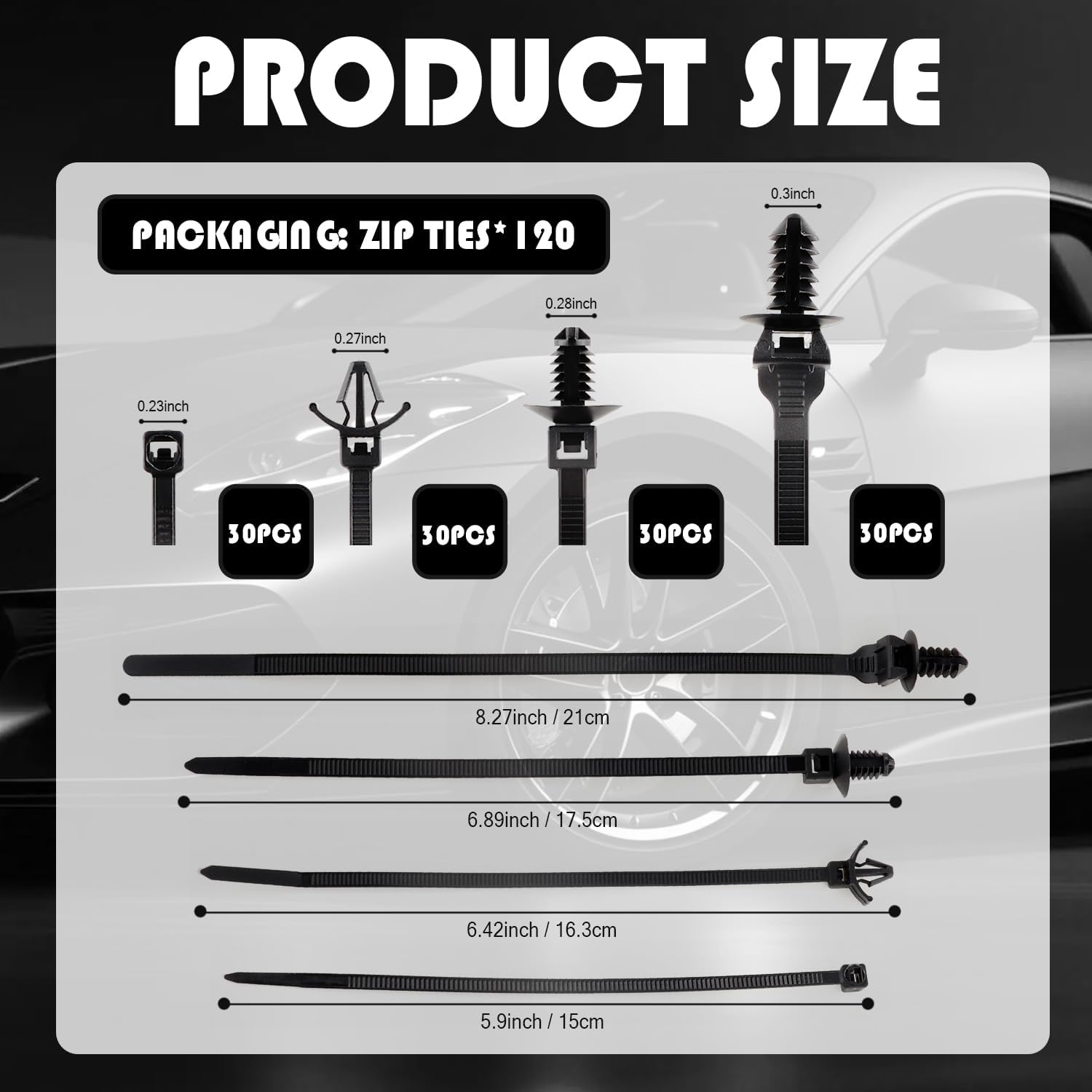 Thumbnail 1 de Car cable ties, 120-piece set