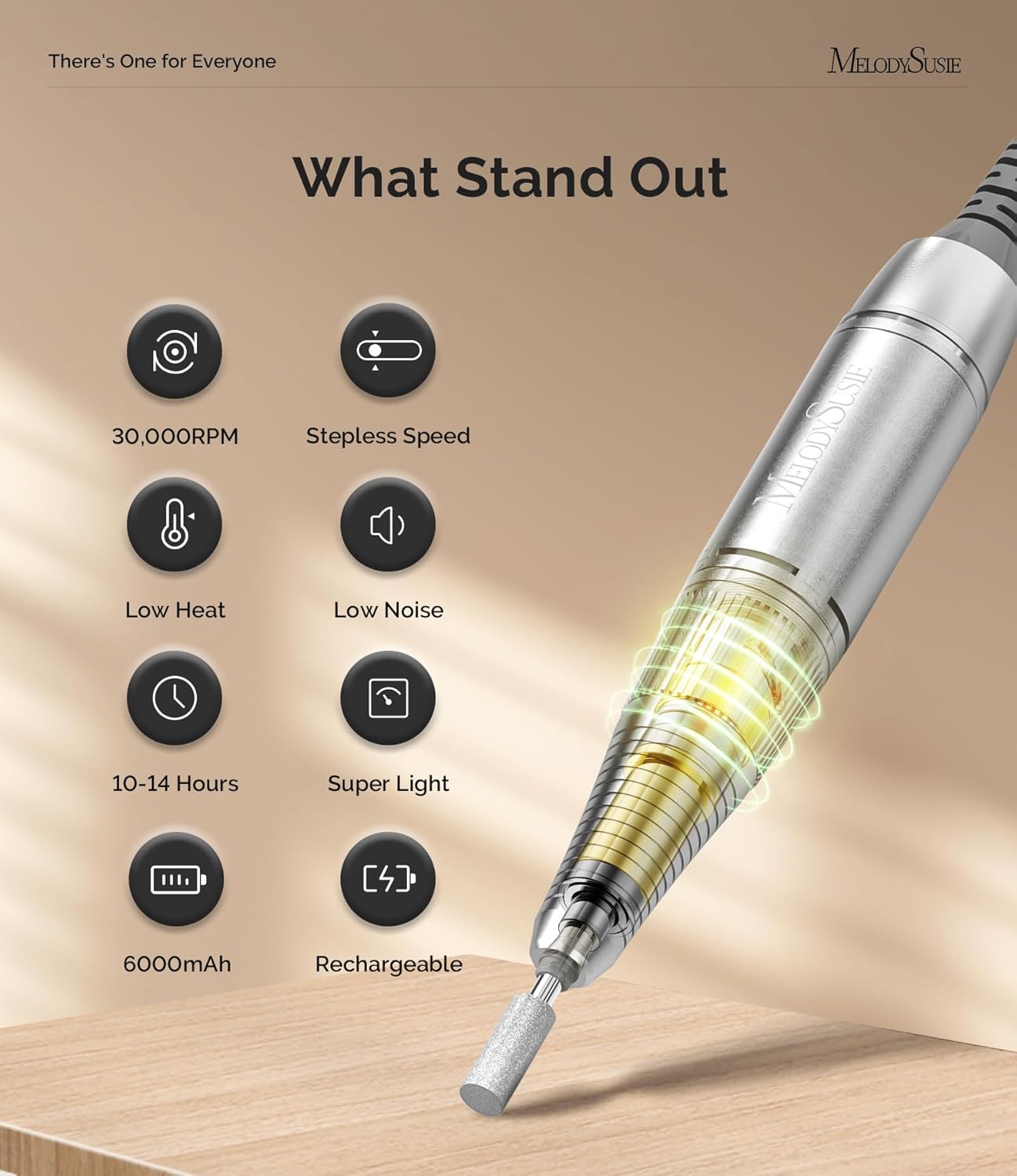 Thumbnail 1 de MelodySusie SC320H Entry-Level Clip-On Rechargeable Nail Drill (30,000 RPM) with LCD