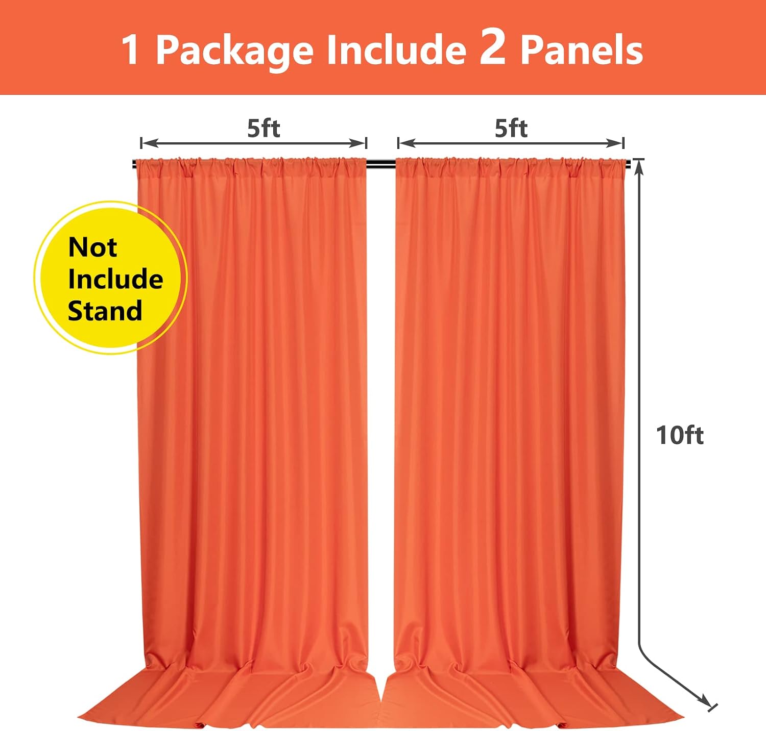 Detalle de Orange Backdrop Curtains, 5 ft x 10 ft