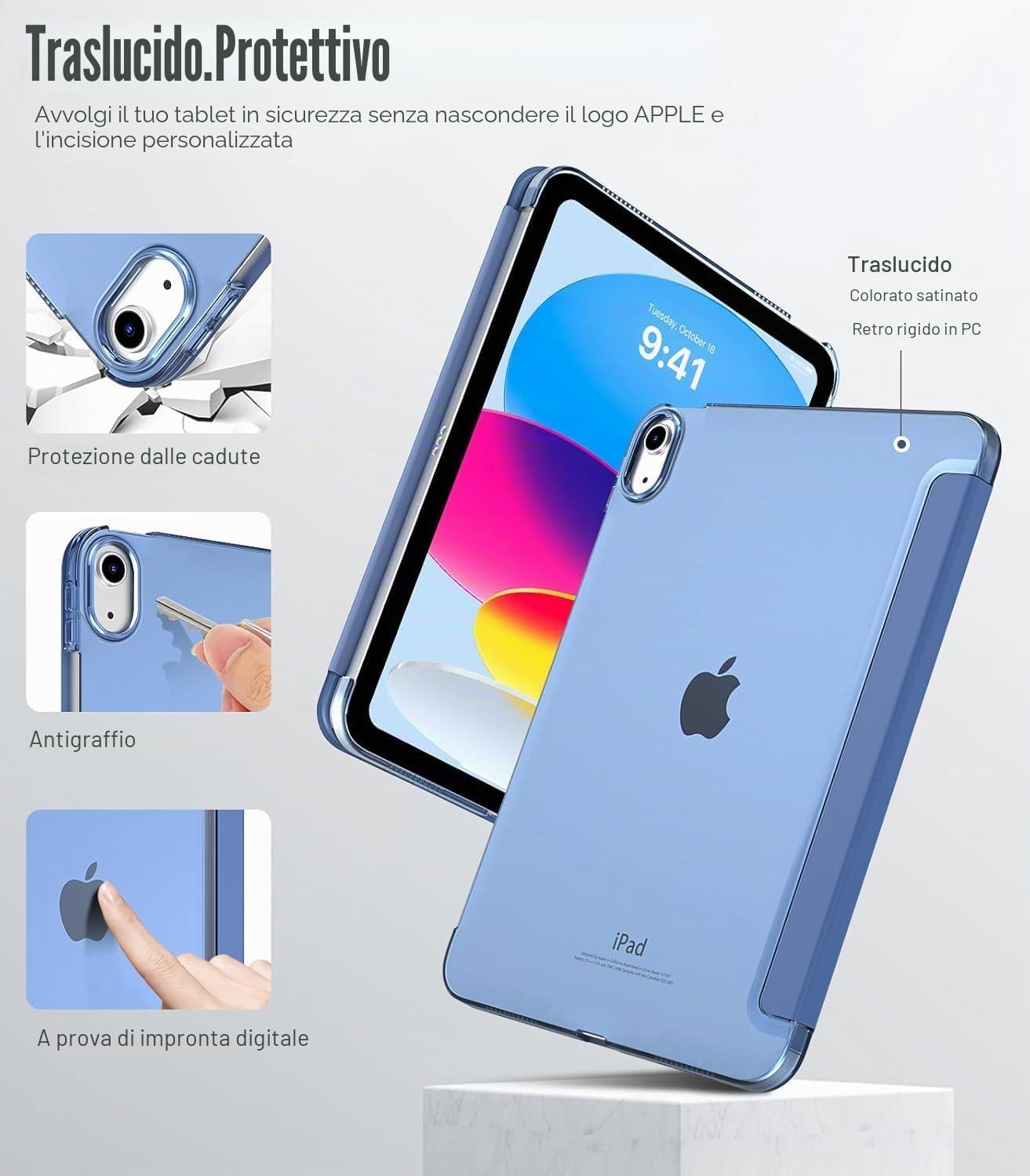 Detalle de TiMOVO Cover per iPad 11" A16 Blu Abisso