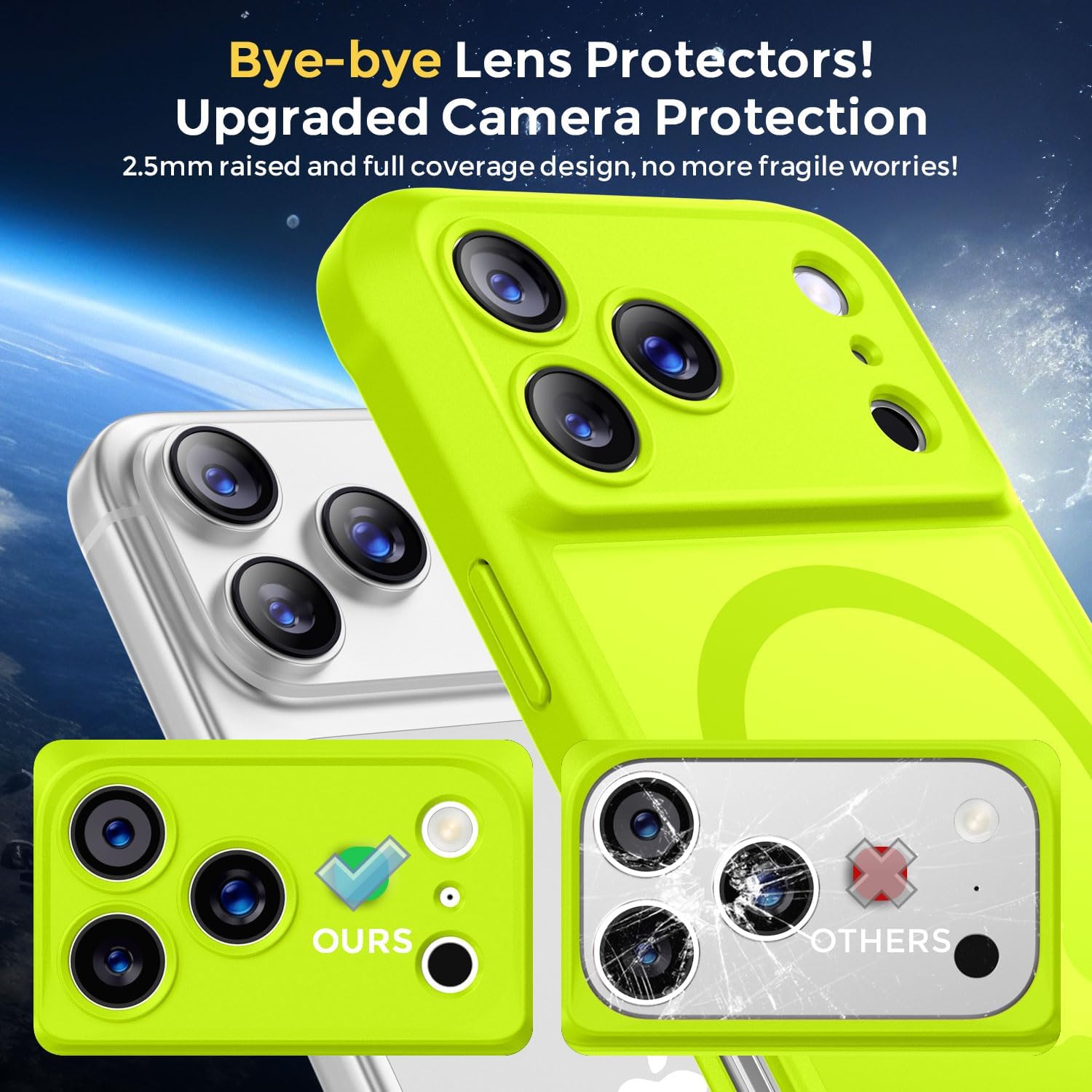 Detalle de Thomo Magnetic Case for iPhone 17 Pro Max (Fluorescent Green) with Full Camera Protection and MagSafe Compatibility