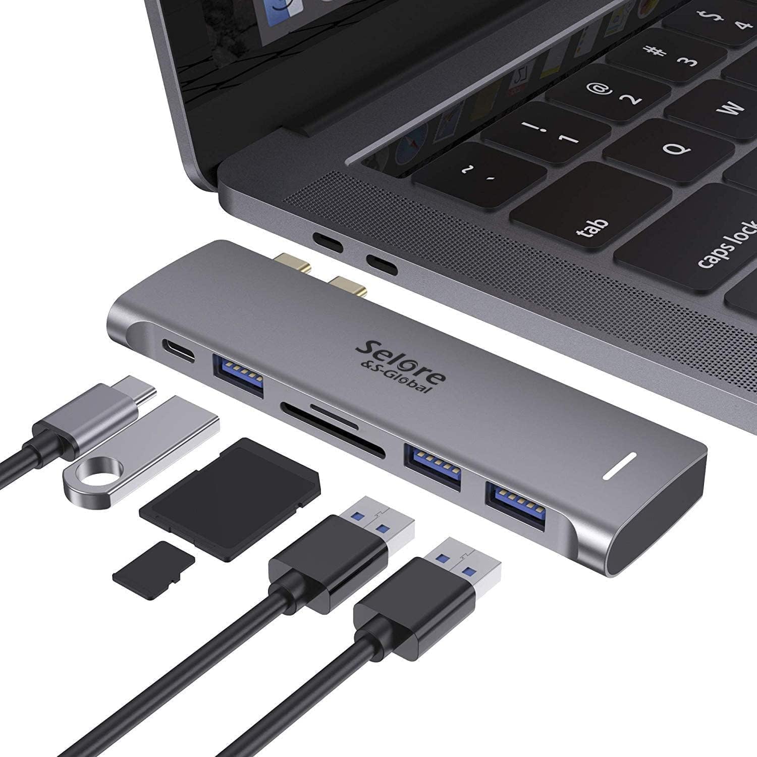 Detalle de Selore&S-Global UC2205 6-in-1 USB-C Hub for MacBook, 100W PD, SD/microSD