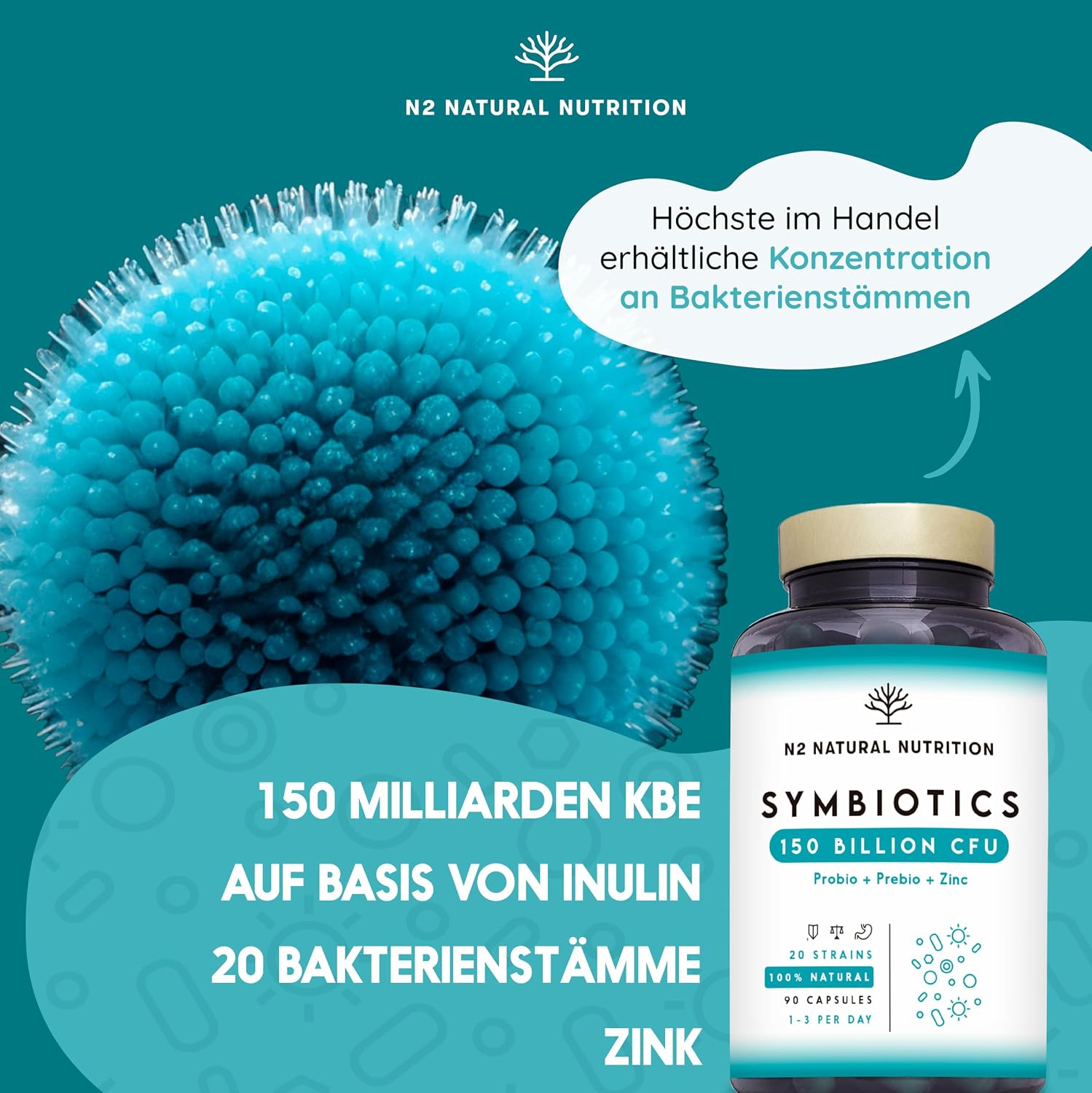 Detalle 2 de N2 Natural Nutrition Kulturen Komplex 400 Mrd KBE 90 Kapseln