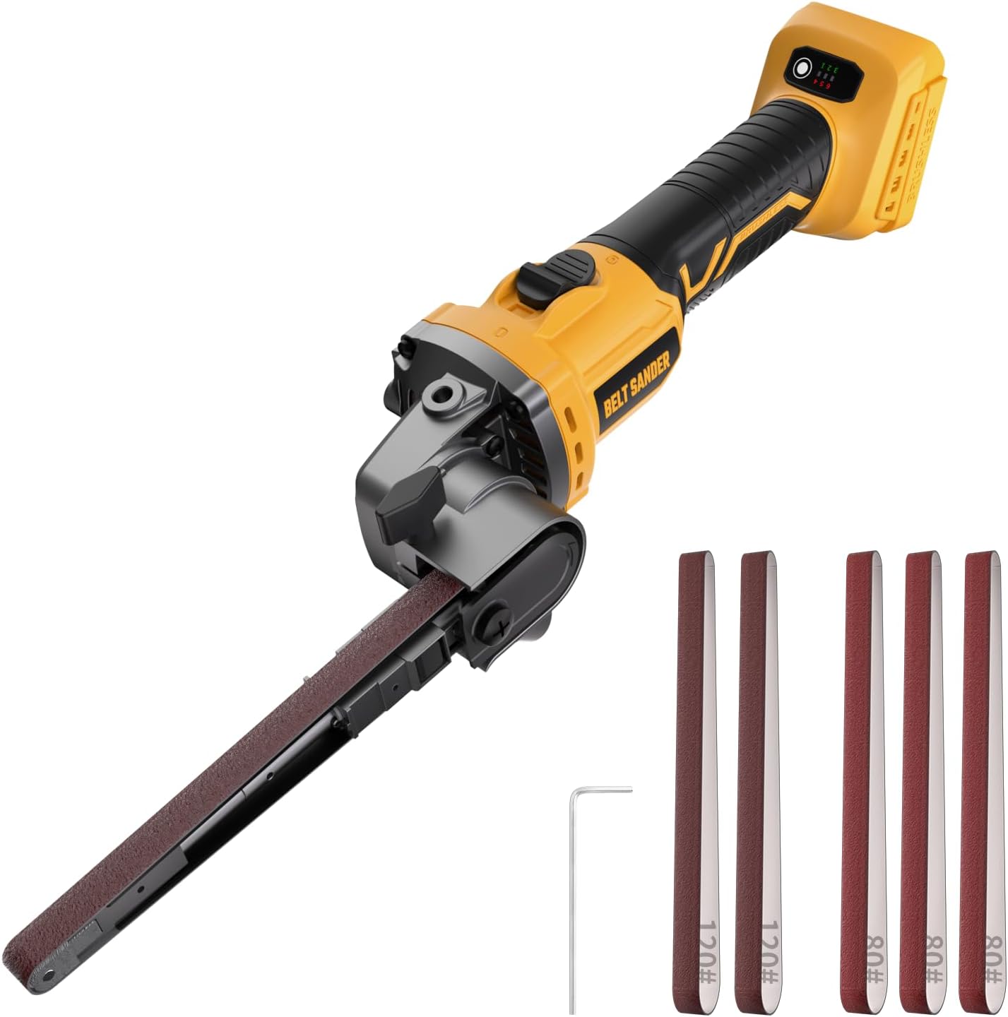 Detalle de VERVEWAVE WT8841 Cordless Belt File Sander, 6-Speed, 170° Adjustable Arm
